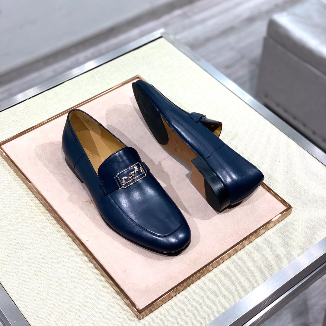 HM Men's Loafer Navy Blue Calfskin 539687