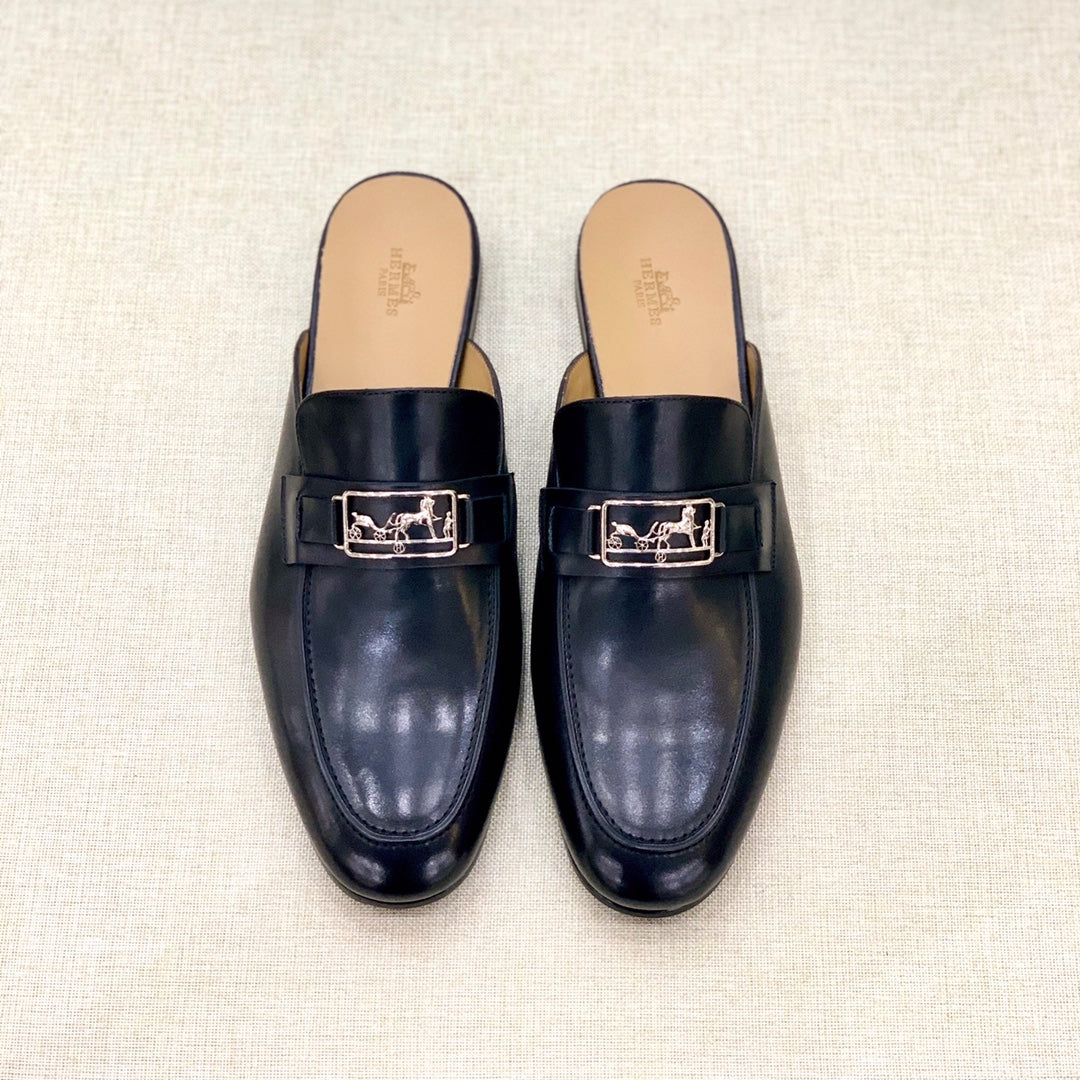 HM Men's Mule Black Cowhide 539721