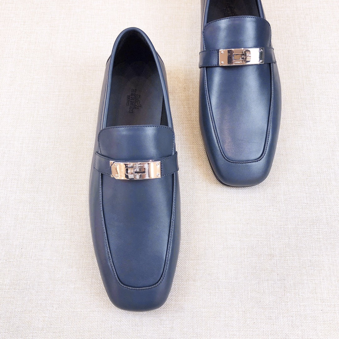 HM Men's Loafer Navy Blue Calfskin 539738