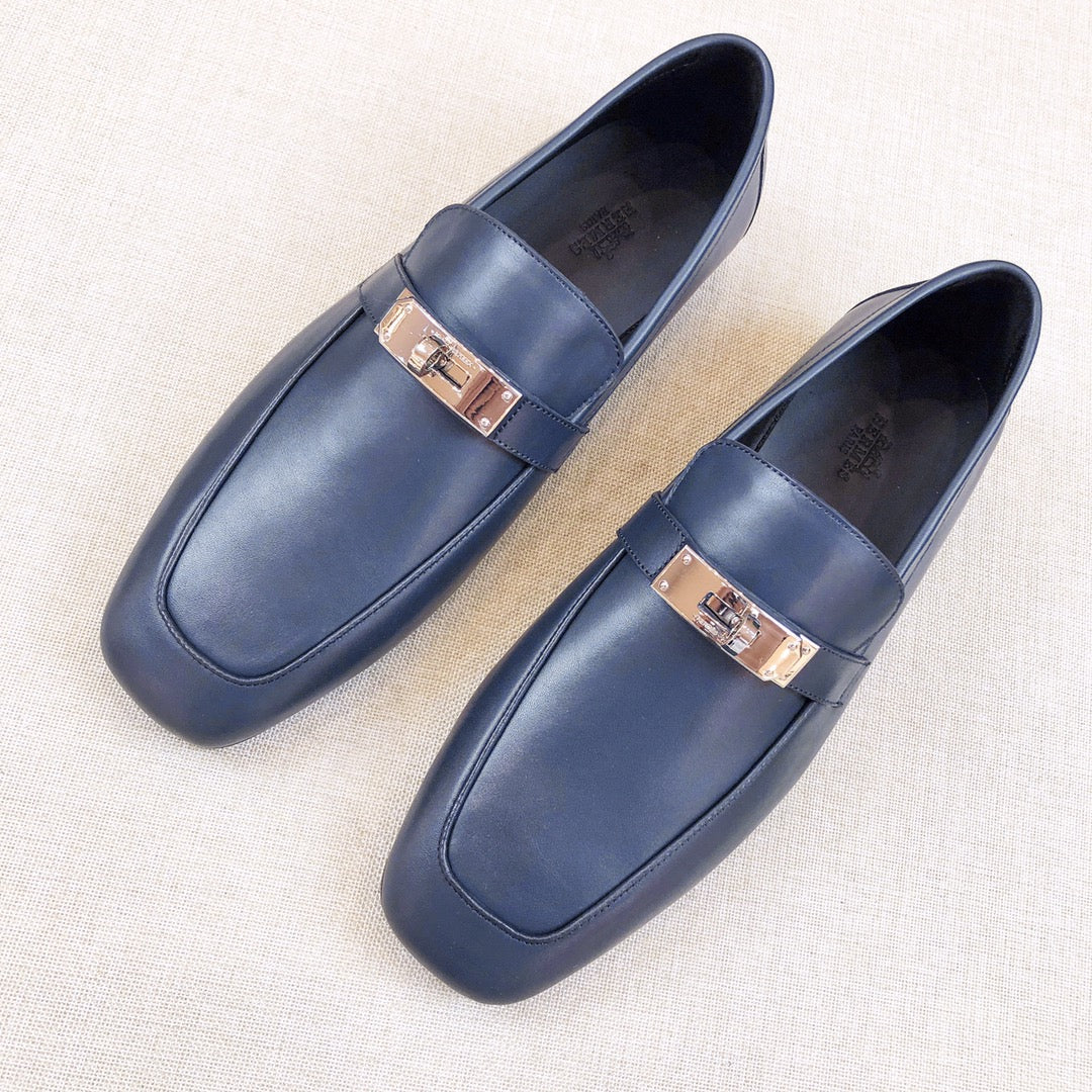 HM Men's Loafer Navy Blue Calfskin 539738