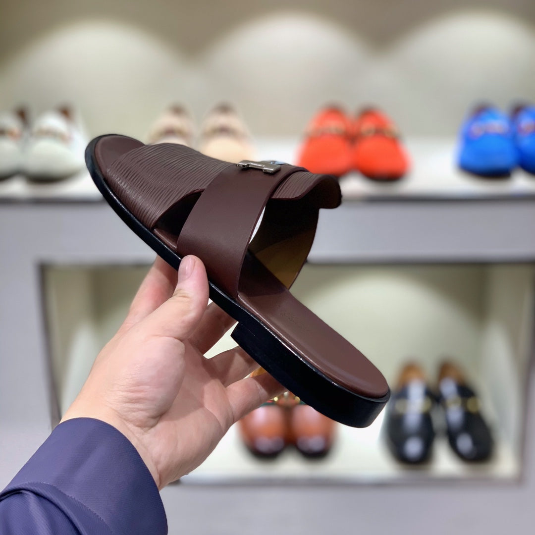 HM Men's Slide Brown Cowhide 567148