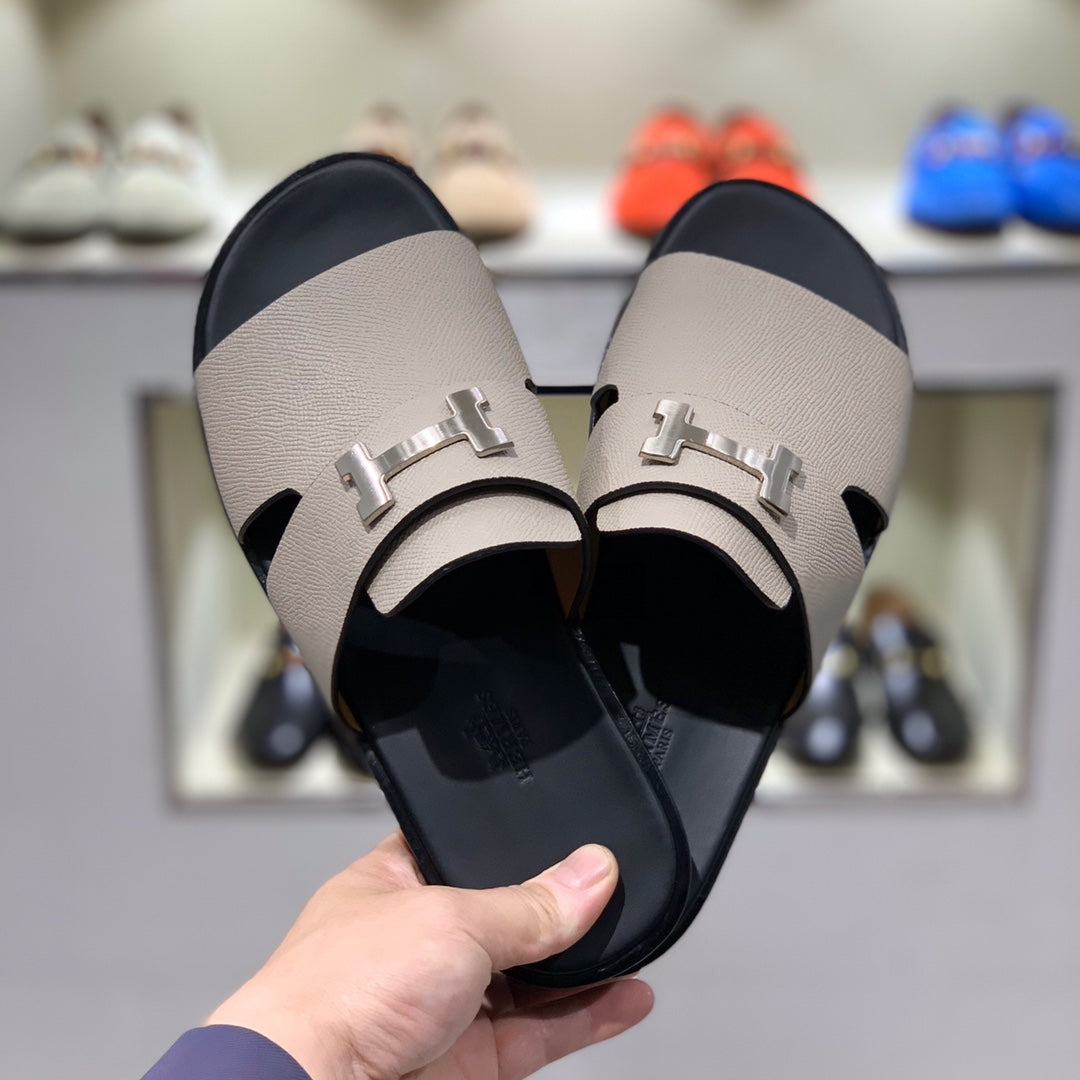 HM Men's Slide Beige Cowhide 567151