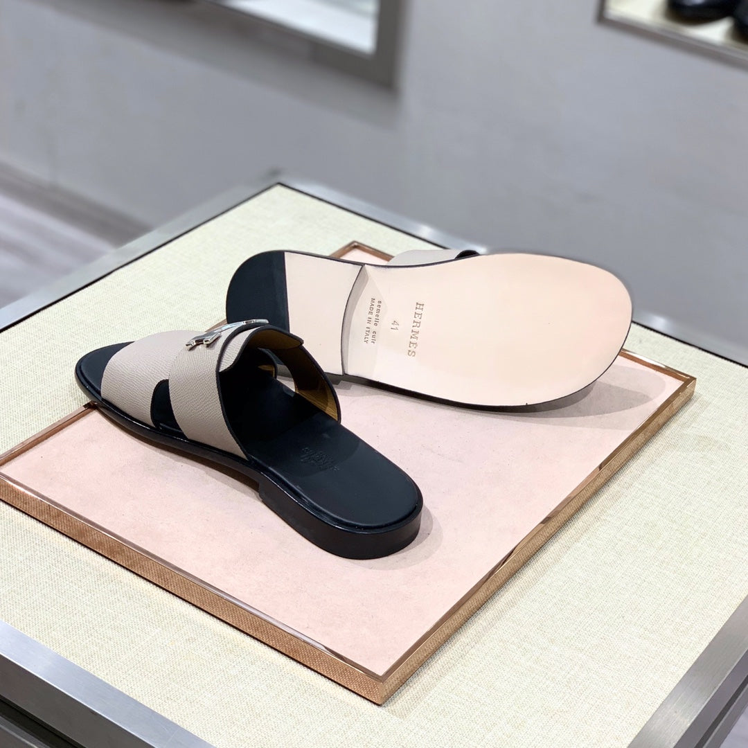 HM Men's Slide Beige Cowhide 567151