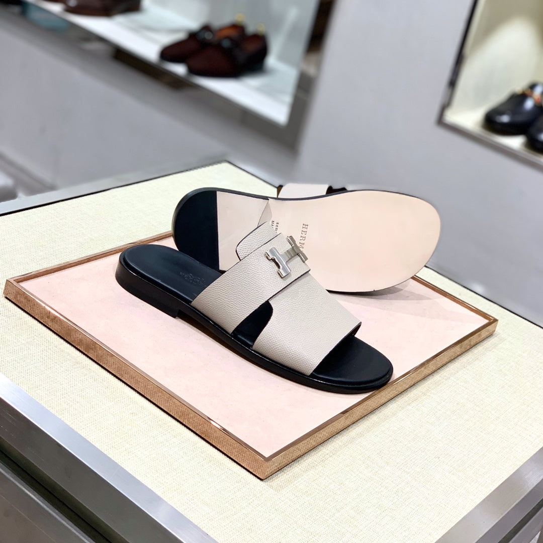 HM Men's Slide Beige Cowhide 567151