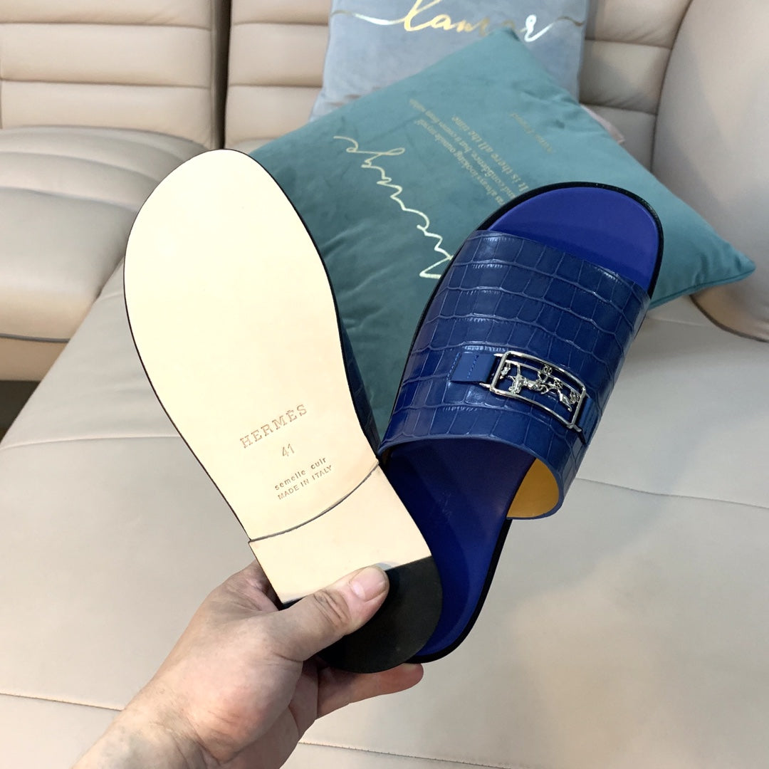 HM Men's Slide Blue Cowhide 567158