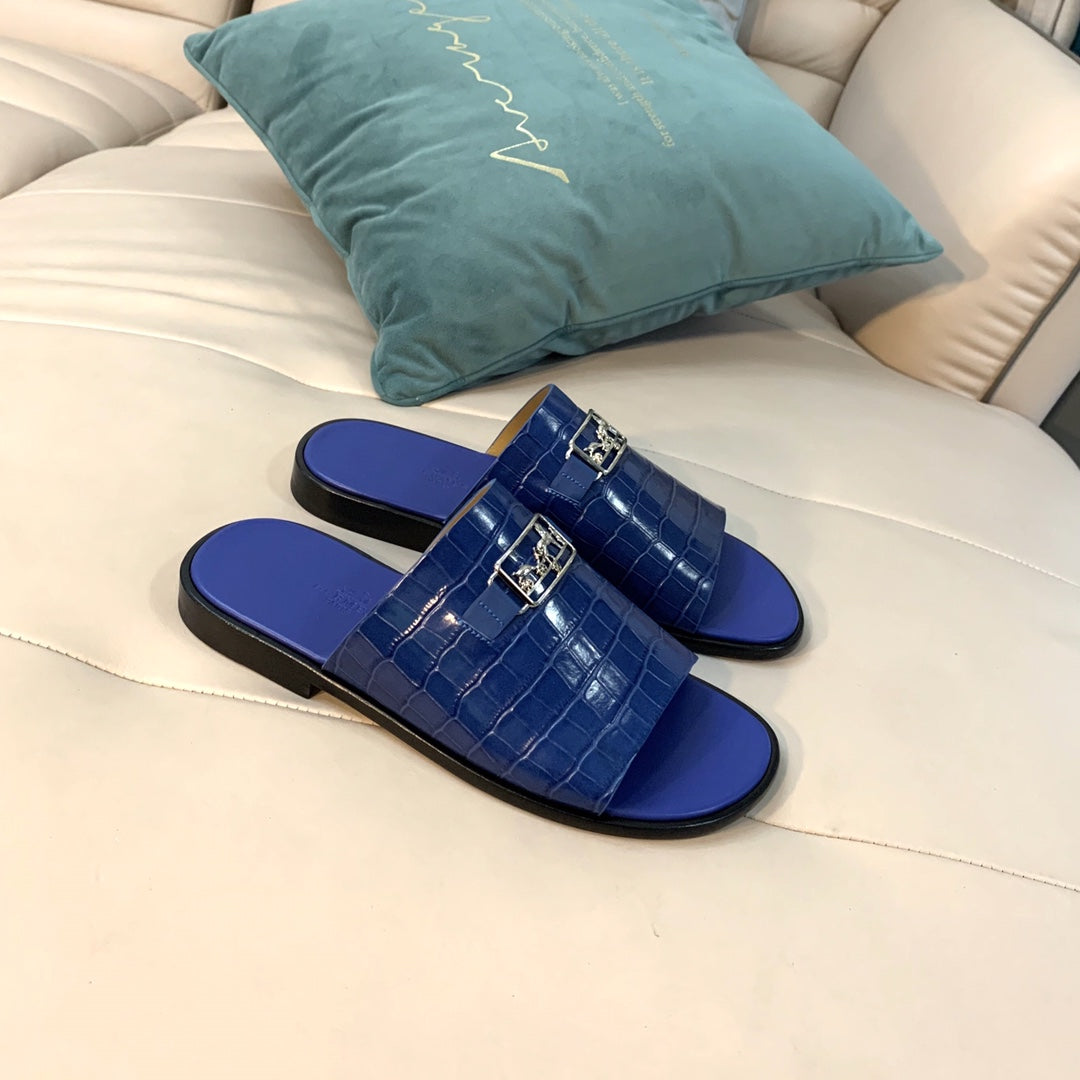 HM Men's Slide Blue Cowhide 567158