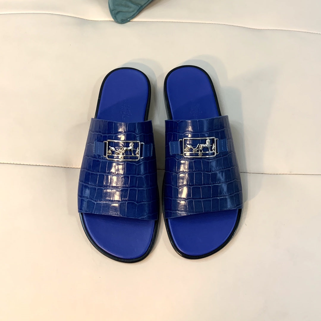 HM Men's Slide Blue Cowhide 567158