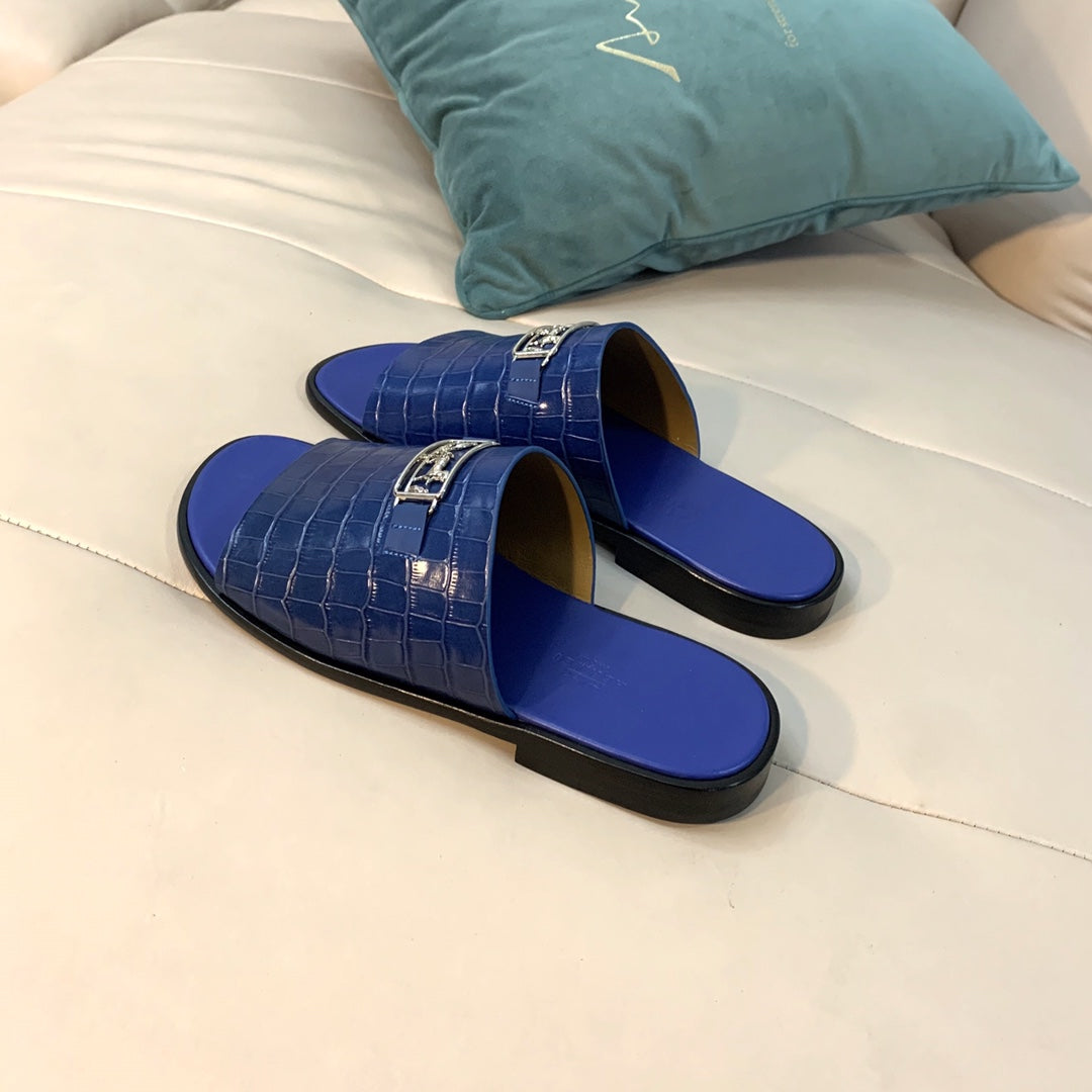 HM Men's Slide Blue Cowhide 567158