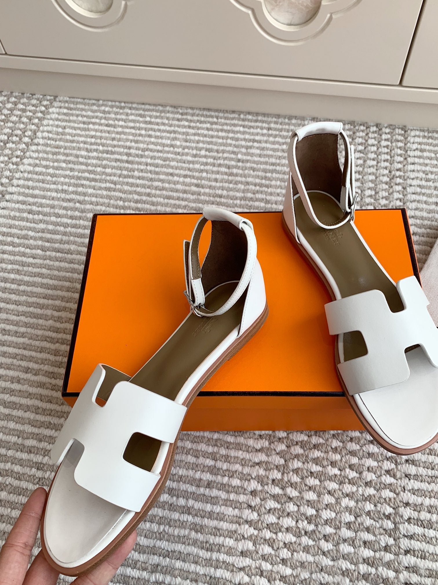 HM 25 Santorini White Etoupe Calfskin