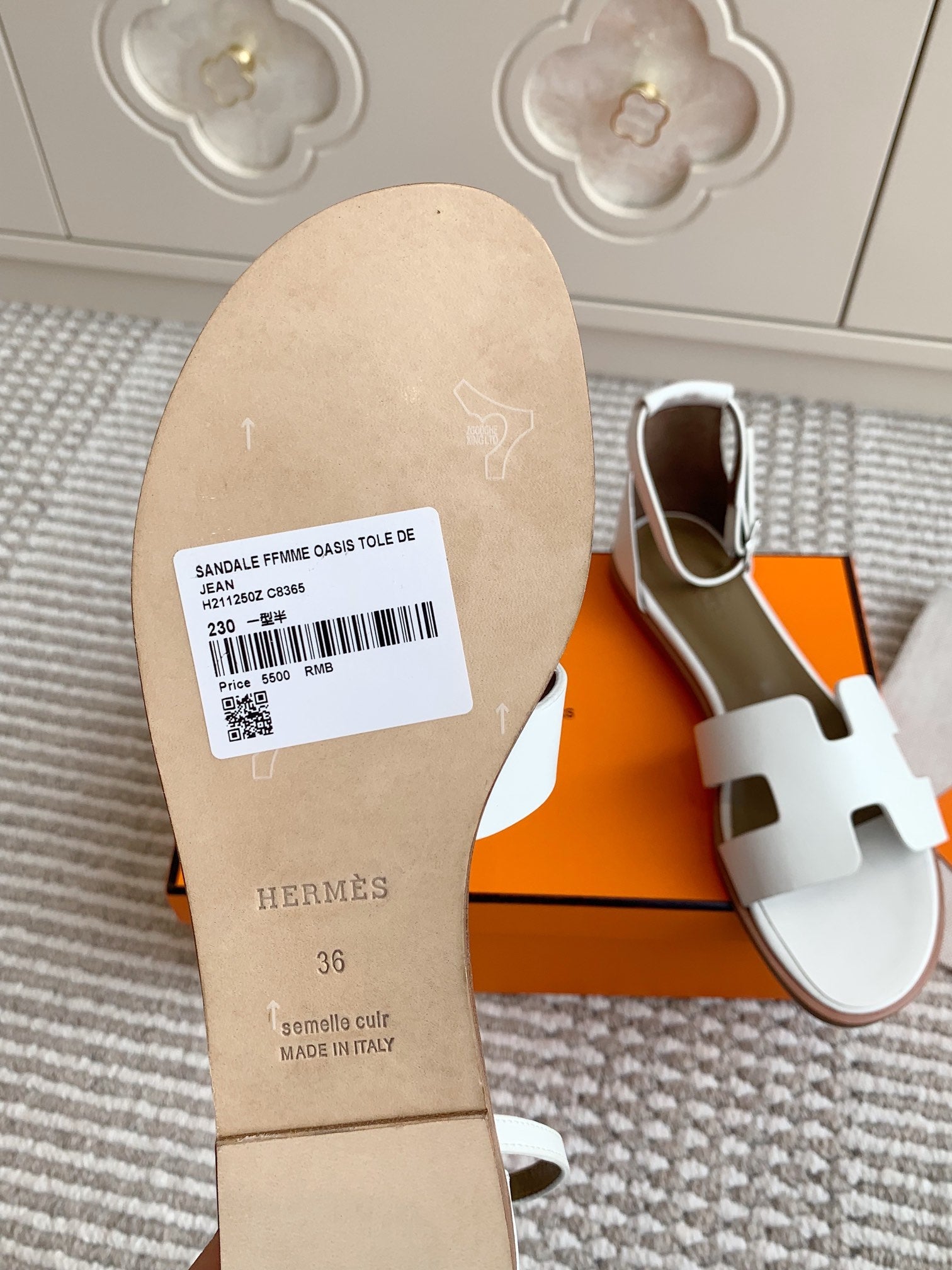 HM 25 Santorini White Etoupe Calfskin