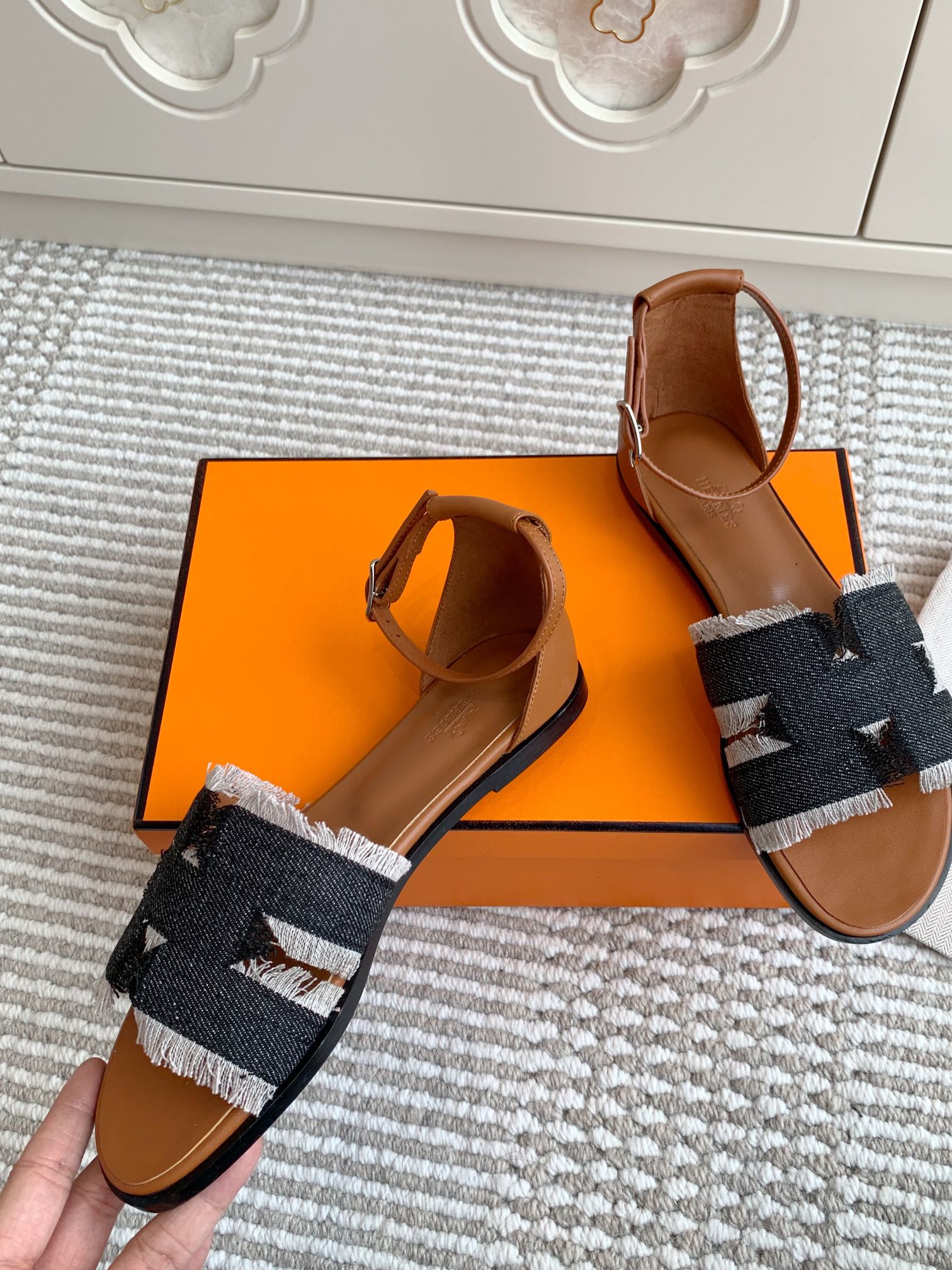 HM 25 Santorini Black Denim Gold Calfskin