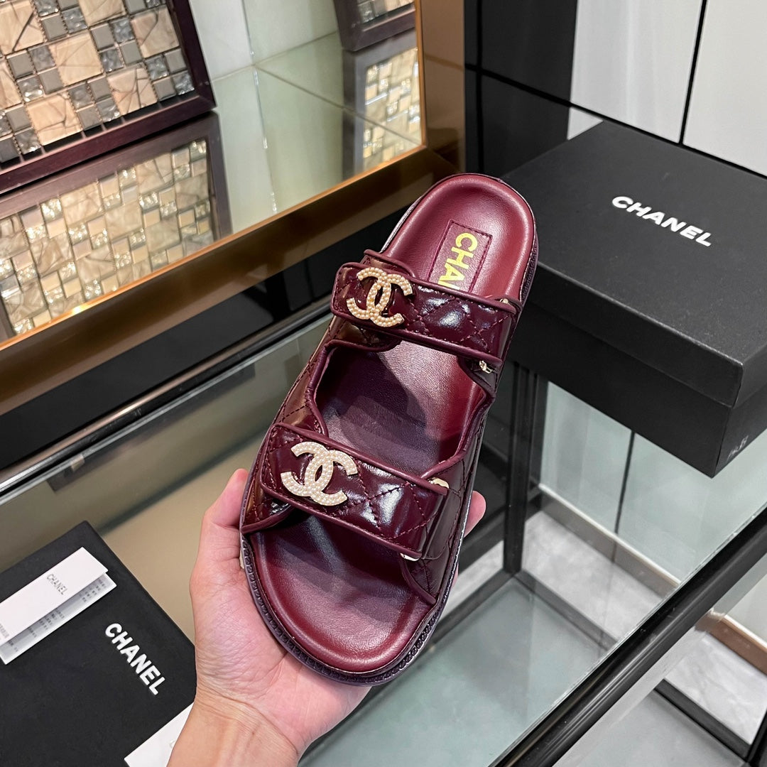 CC 25S Dad Sandal Mule Burgundy Patent Calfskin