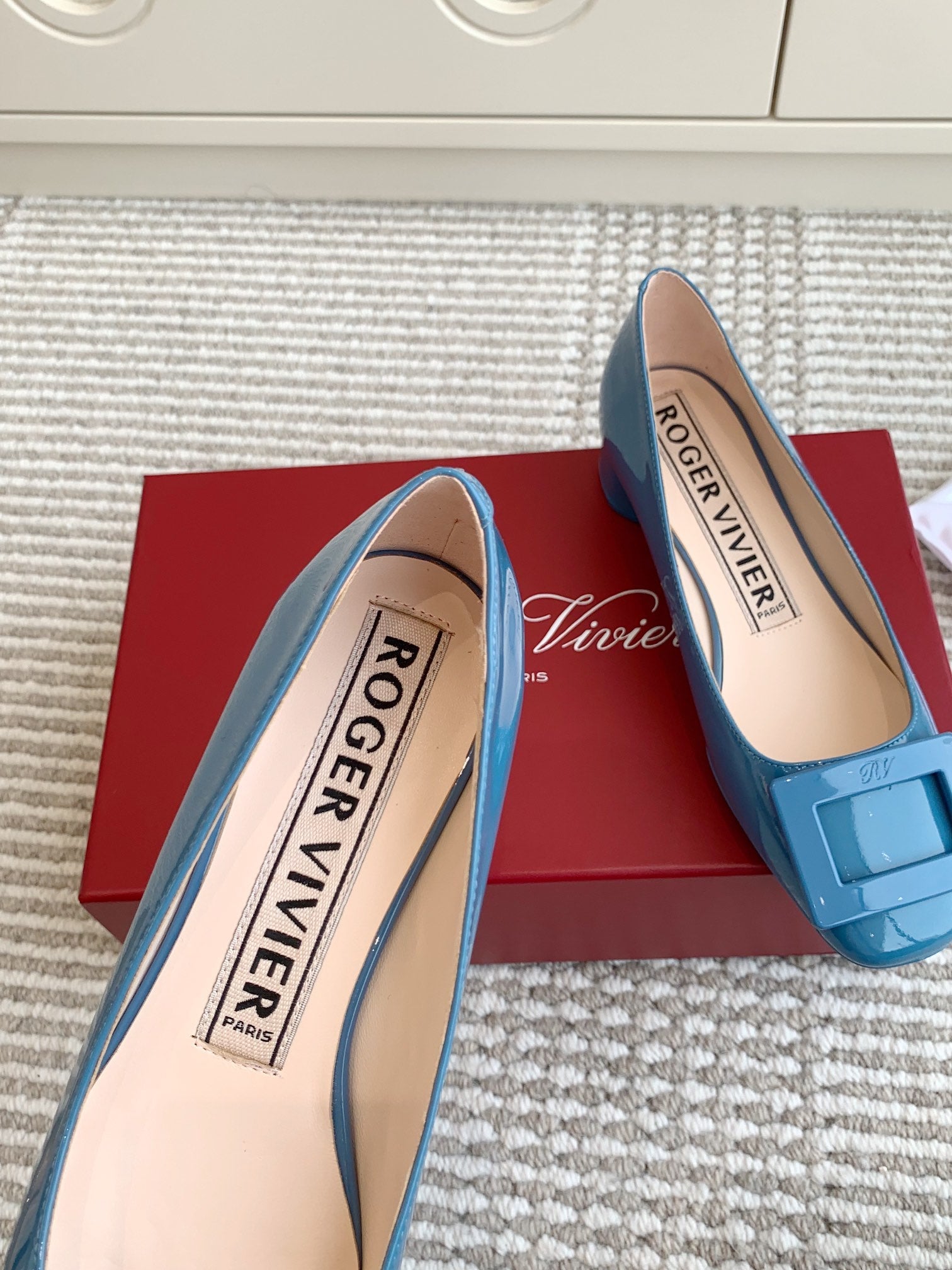 Viv 25 Ballet Flats Blue Cowhide Leather Sheepskin 255210