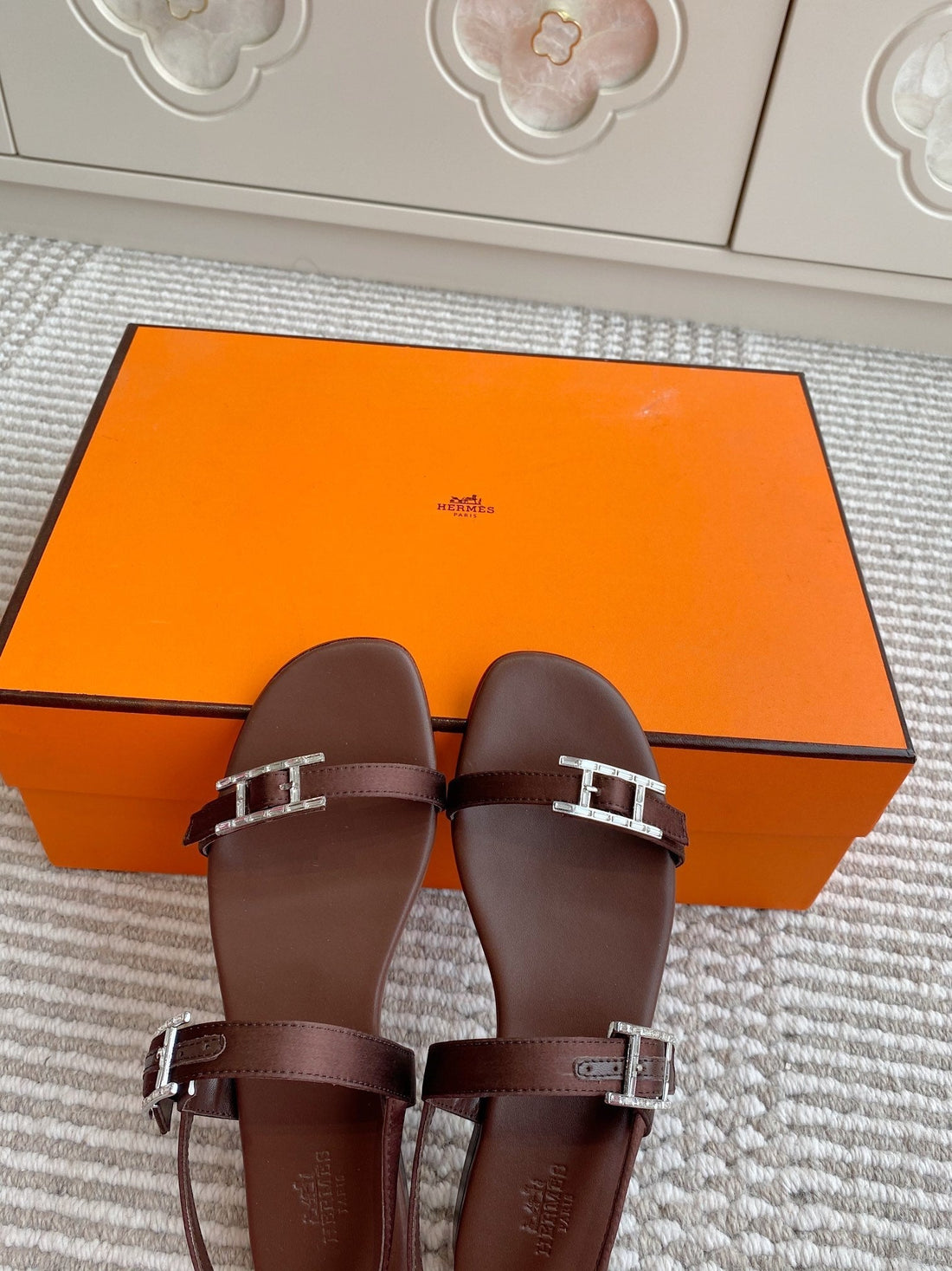 HM Cristal Sandals Brown Calfskin 291445