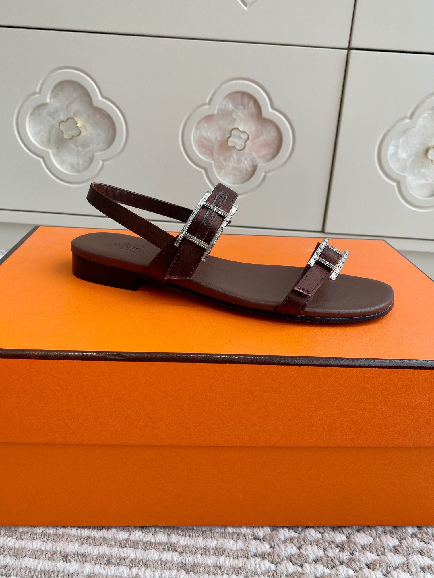 HM Cristal Sandals Brown Calfskin 291445