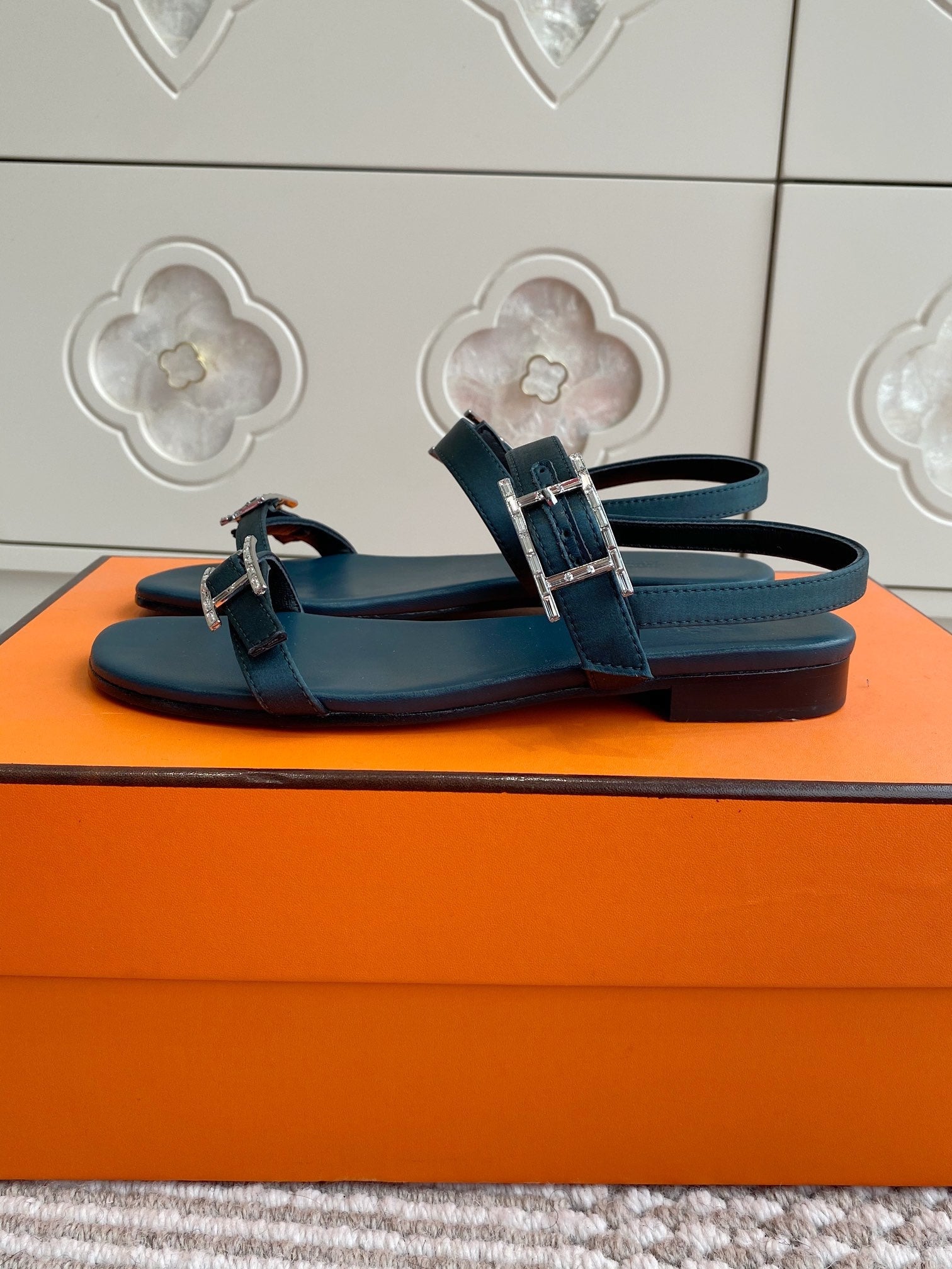 HM Cristal Sandals Blue Calfskin 291446