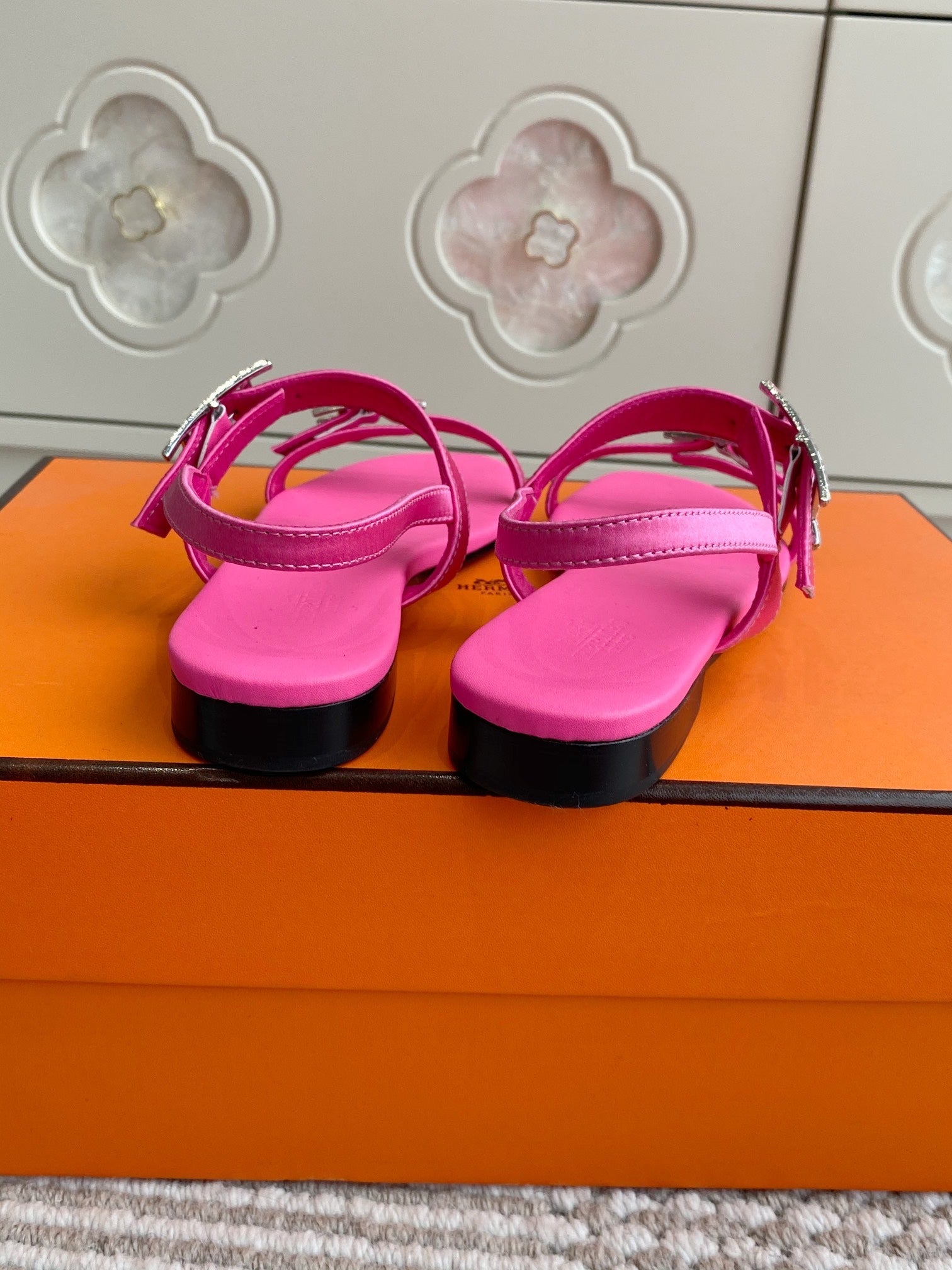 HM Cristal Sandals Pink Calfskin 291447