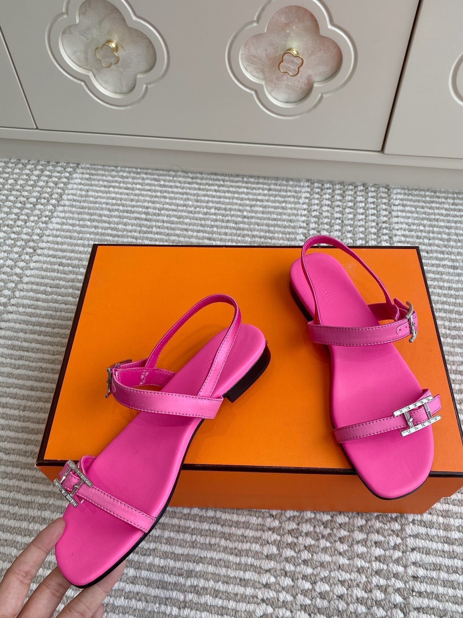 HM Cristal Sandals Pink Calfskin 291447