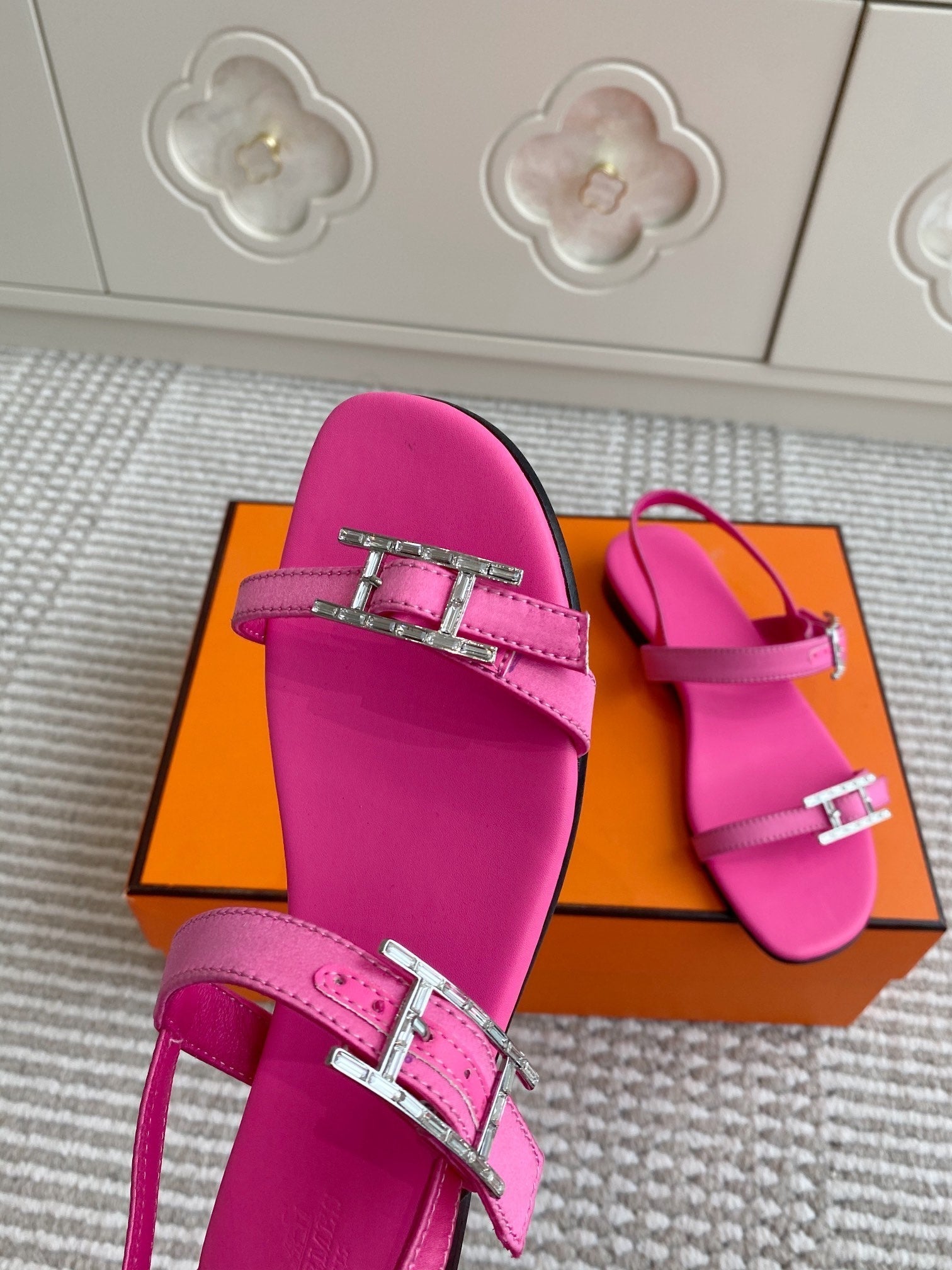 HM Cristal Sandals Pink Calfskin 291447