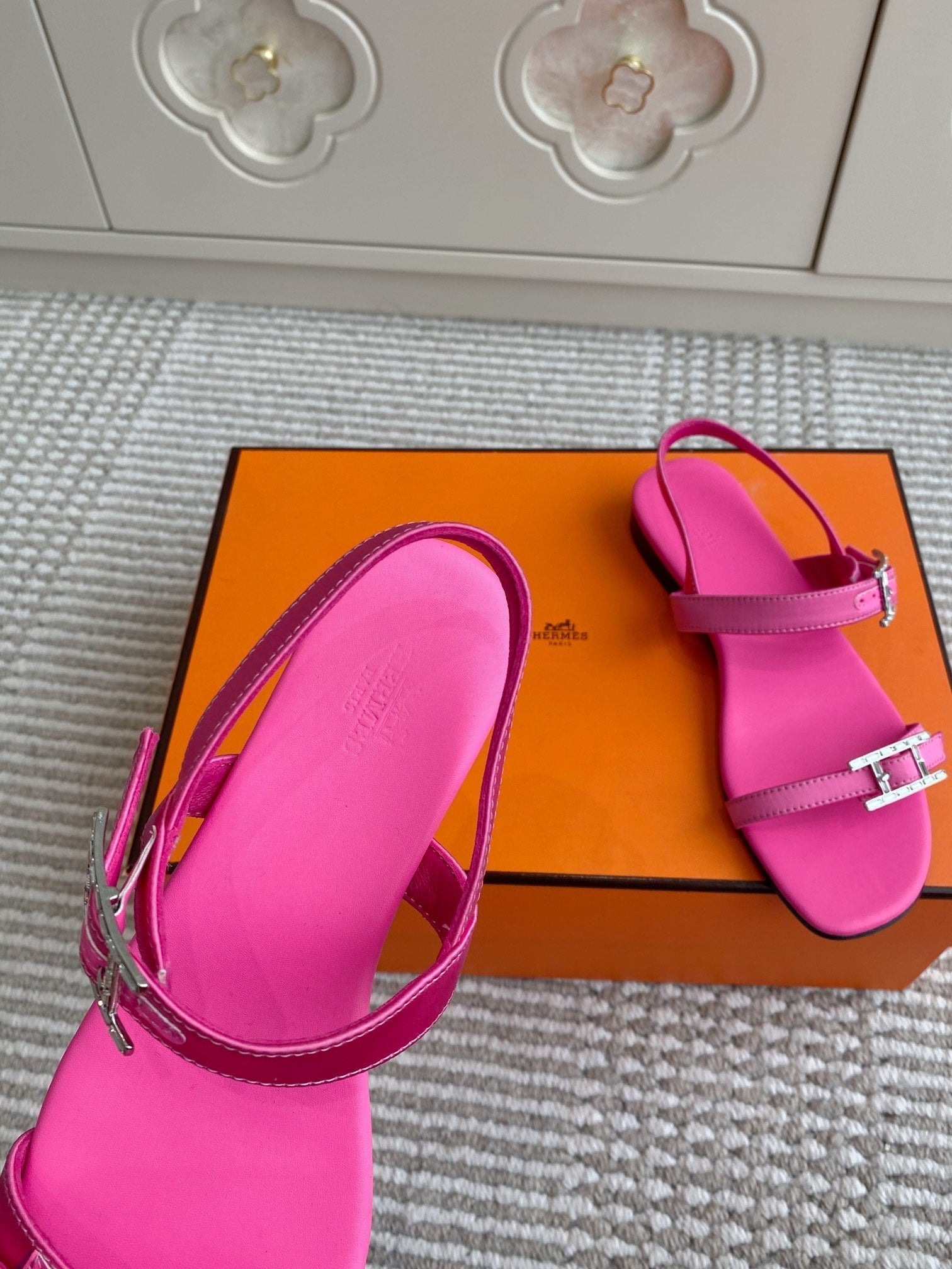 HM Cristal Sandals Pink Calfskin 291447