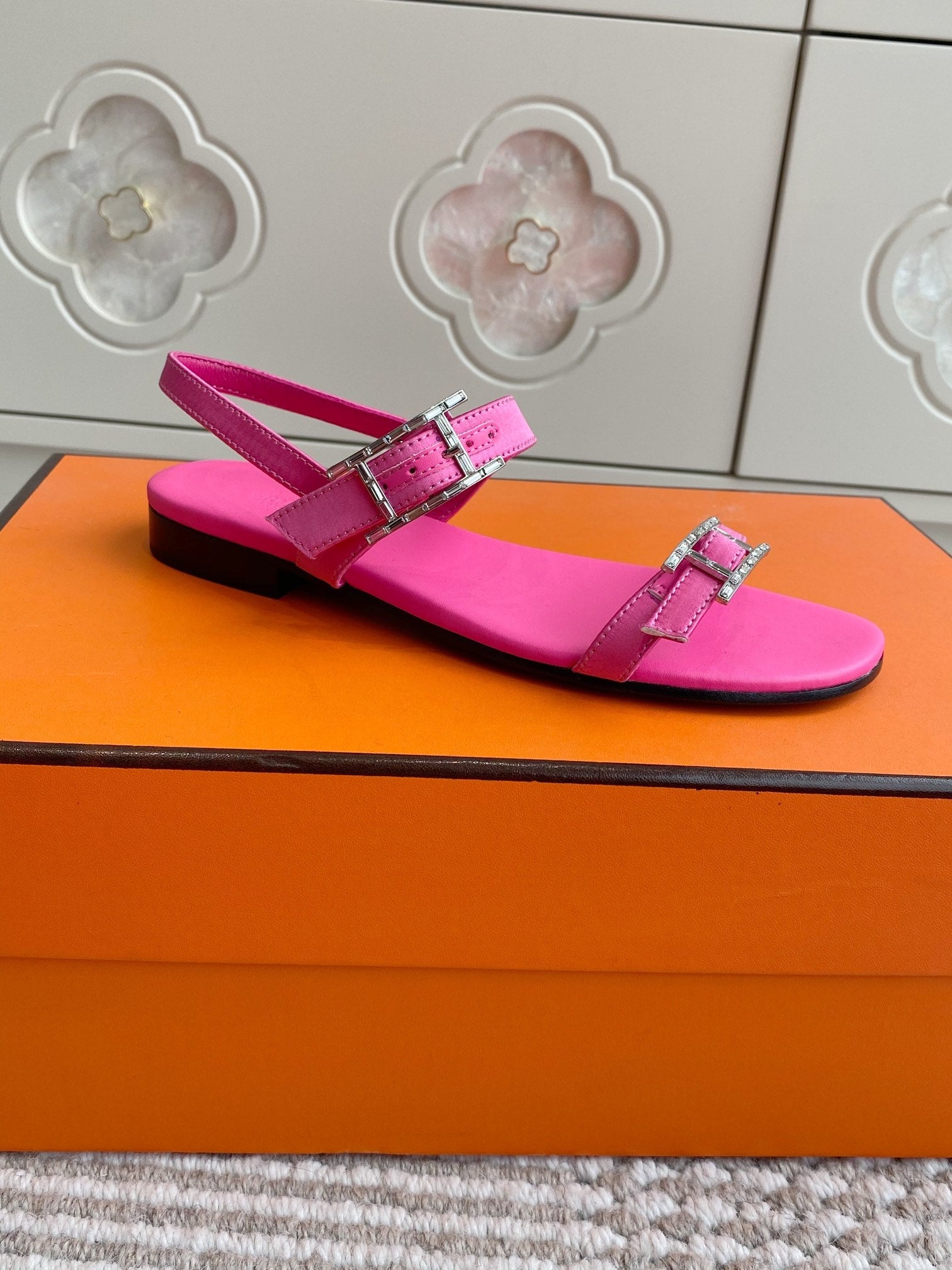 HM Cristal Sandals Pink Calfskin 291447