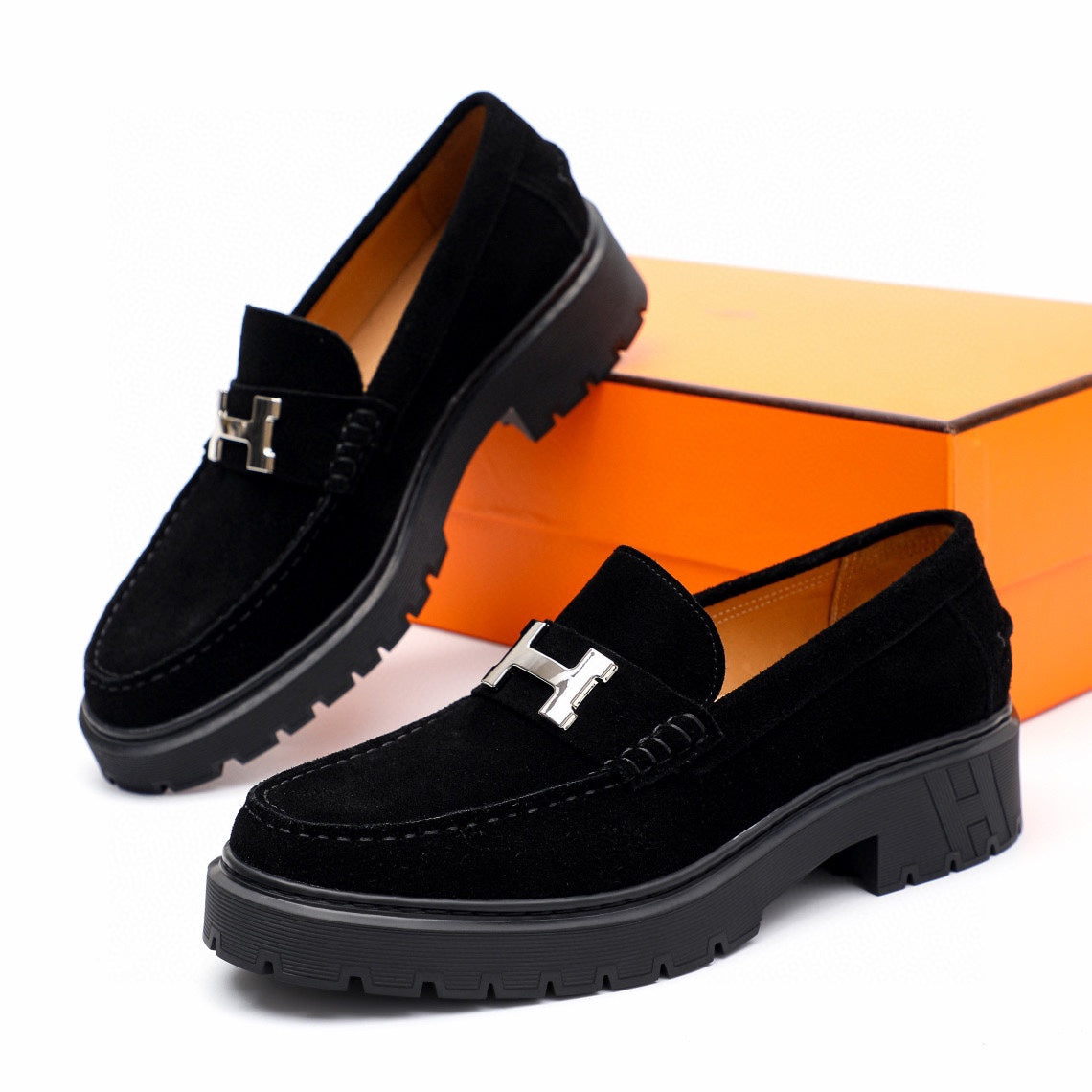 HM Men's Loafer Black Suede 616531