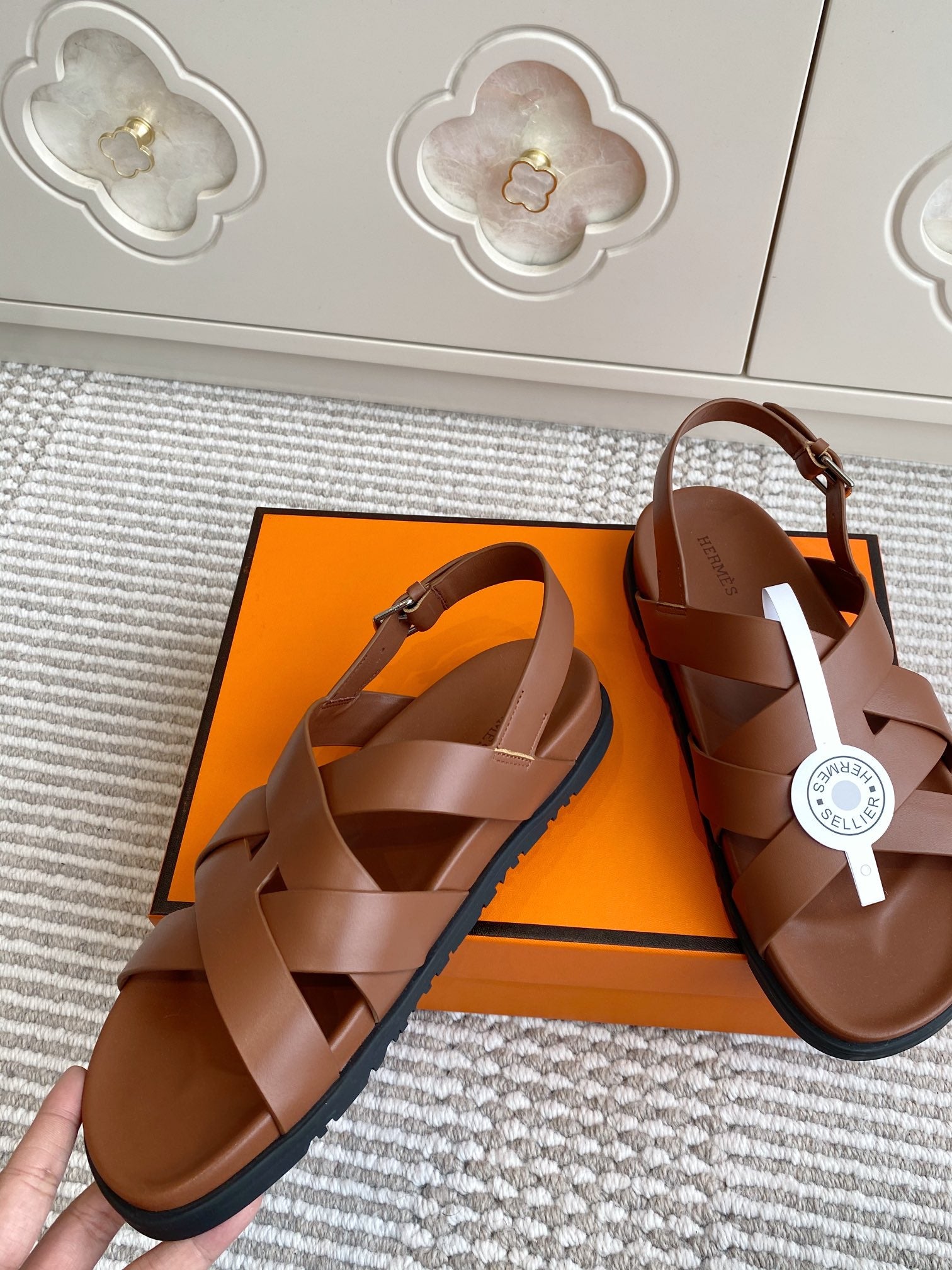 HM Heracles Sandals Brown Calfskin 291451