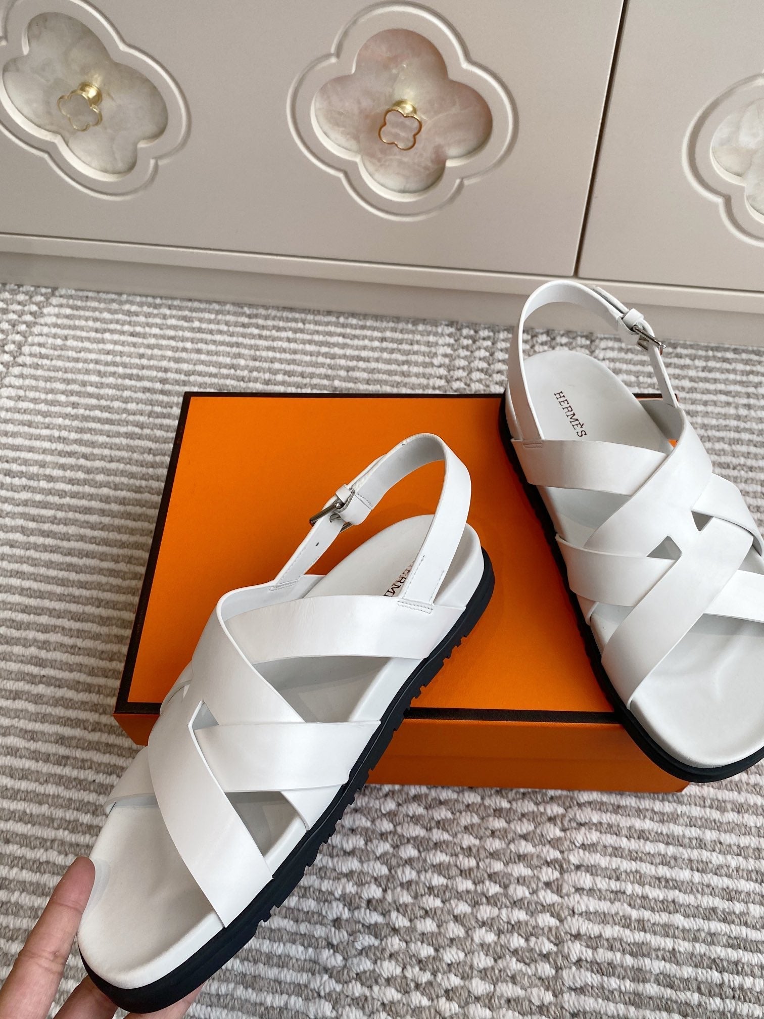 HM Heracles Sandals White Calfskin 291452