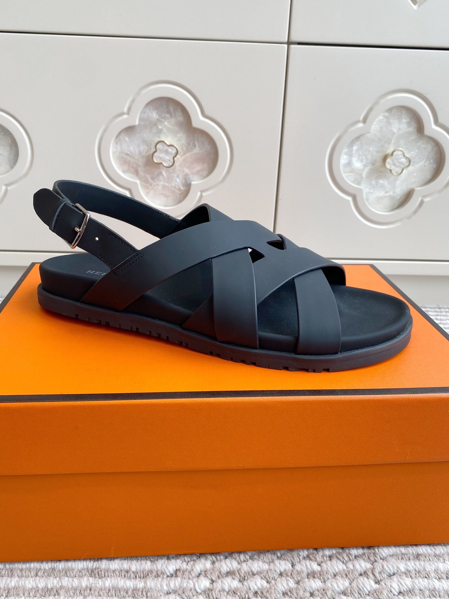 HM Heracles Sandals Black Calfskin 291453