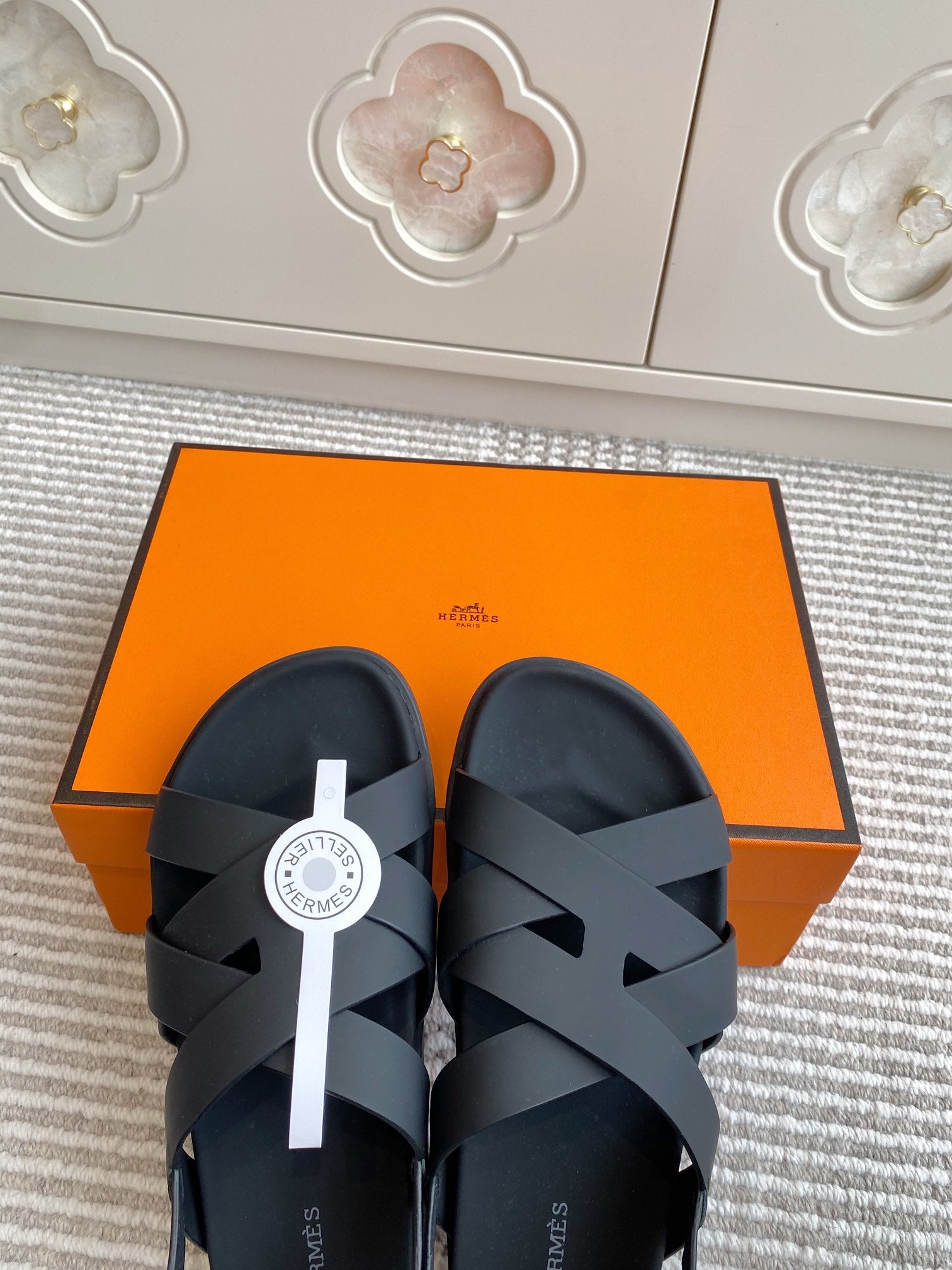 HM Heracles Sandals Black Calfskin 291453