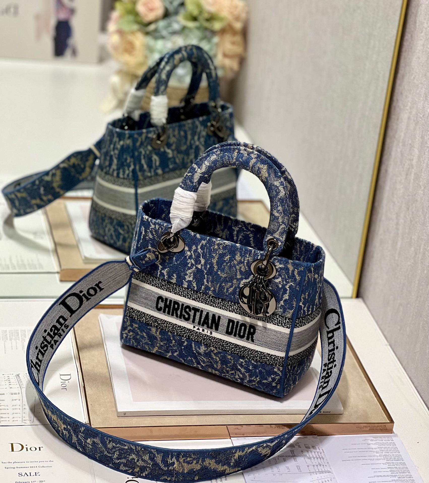 CD Denim Water Blue  24 Lady Dior Bag Canvas 336663
