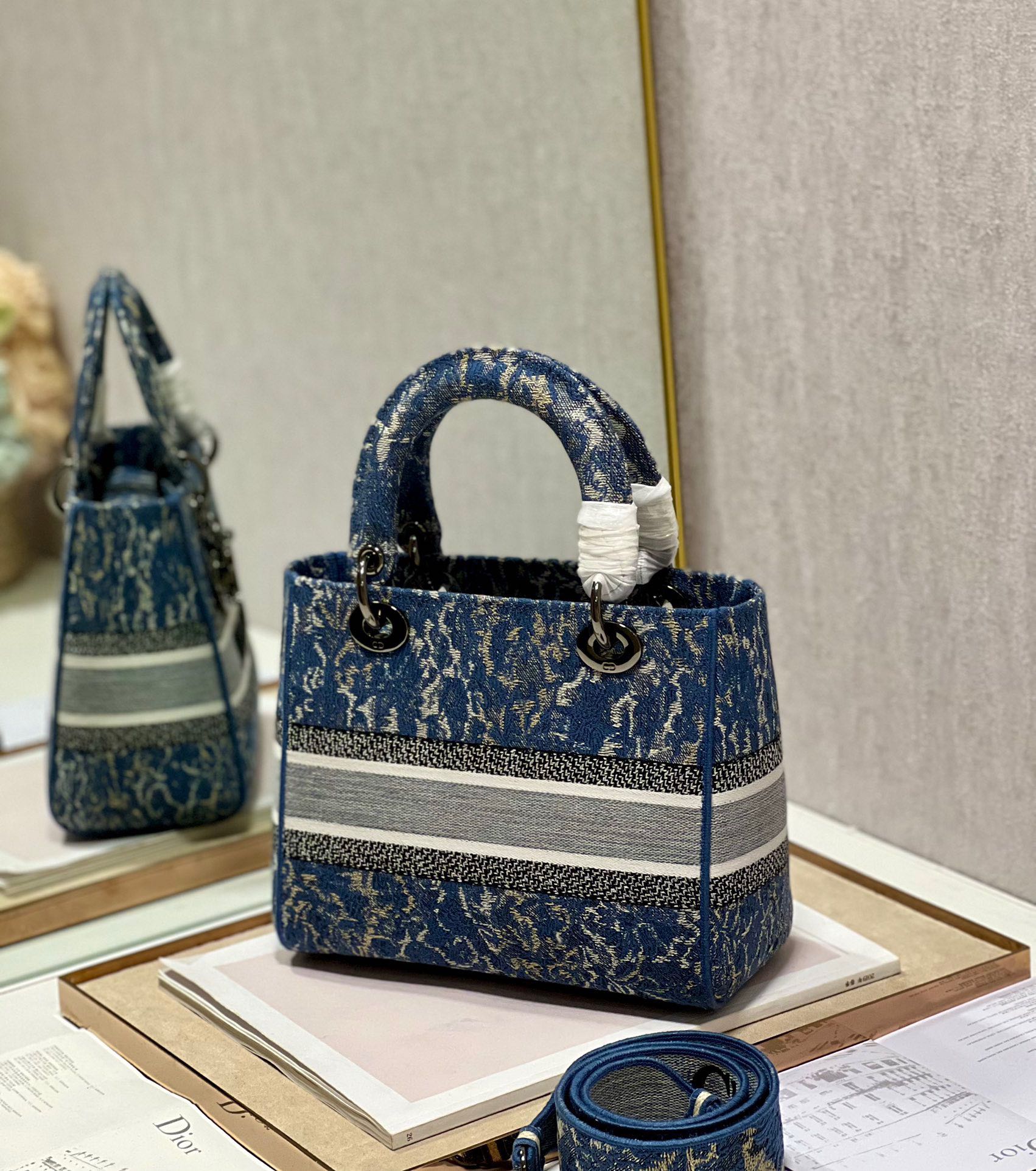 CD Denim Water Blue  24 Lady Dior Bag Canvas 336663