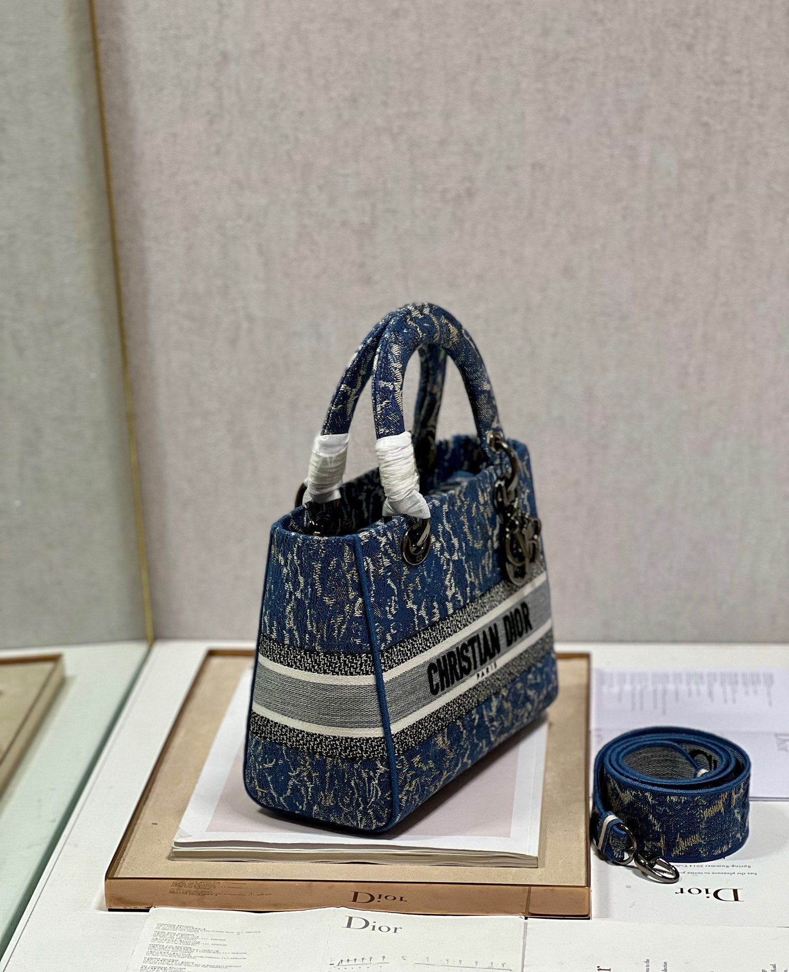 CD Denim Water Blue  24 Lady Dior Bag Canvas 336663