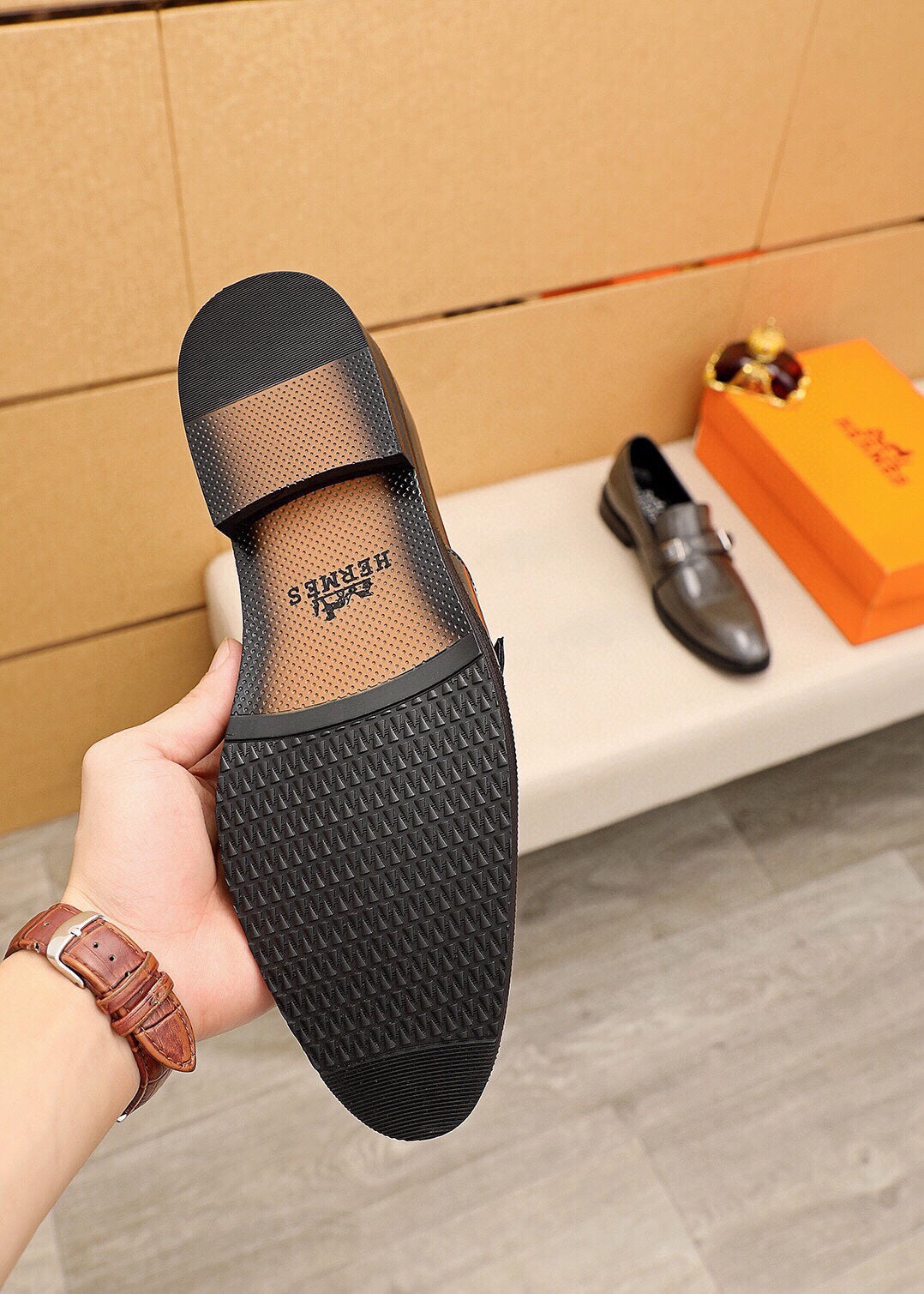 HM Men's  Loafer Metallic Gray Patent Leather 637348