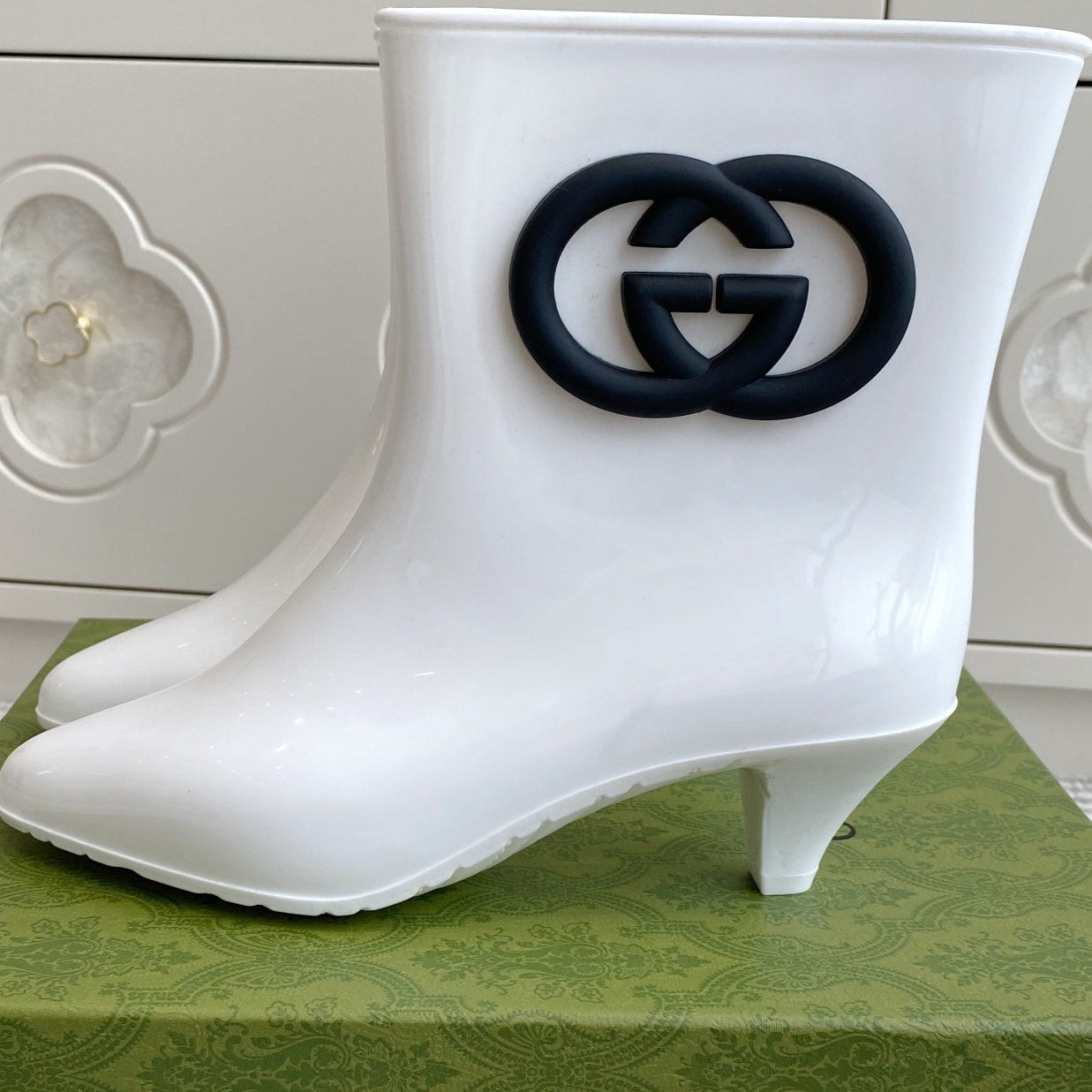 GC Ankle With Interlocking G Boot White Rubber 291026