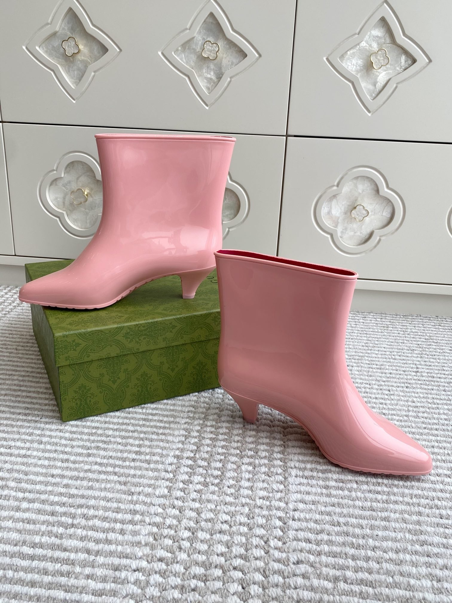 GC Women's Ankle With Interlocking G Boot Pink Rubber 291028