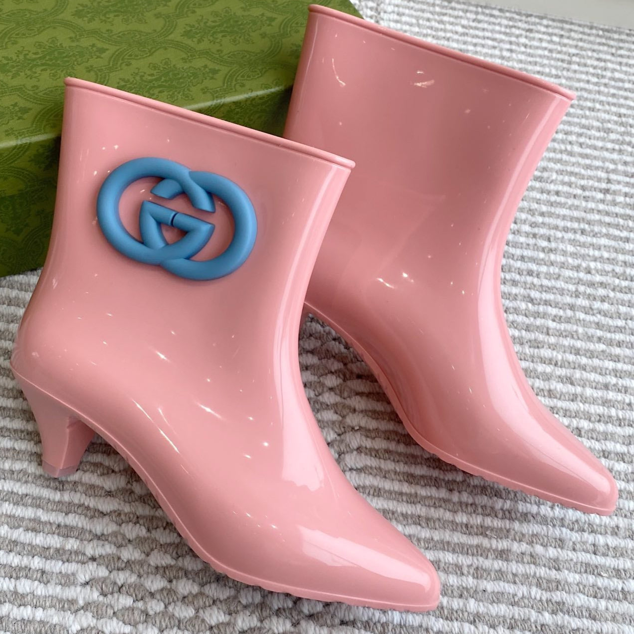 GC Women's Ankle With Interlocking G Boot Pink Rubber 291028