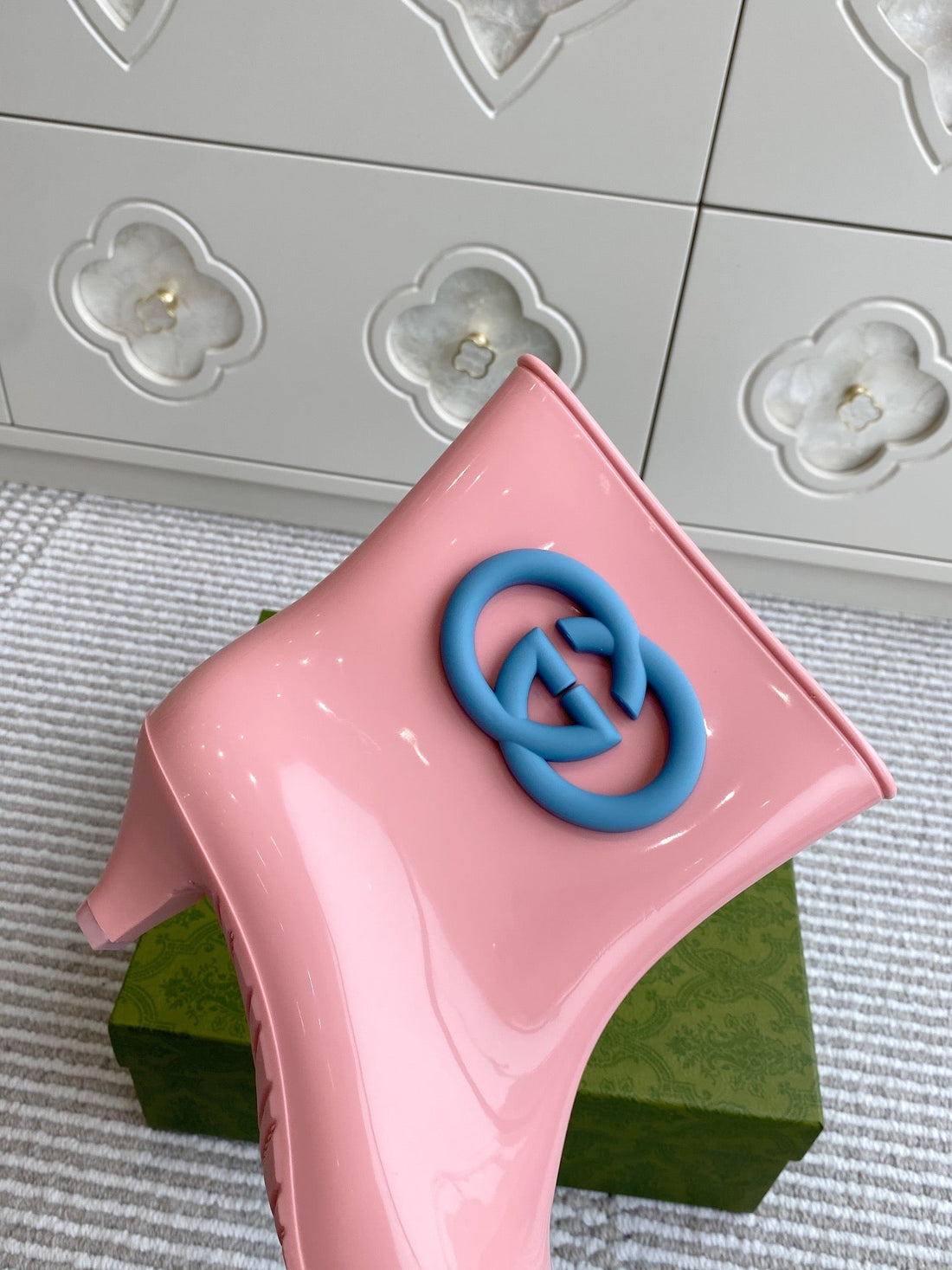 GC Women's Ankle With Interlocking G Boot Pink Rubber 291028