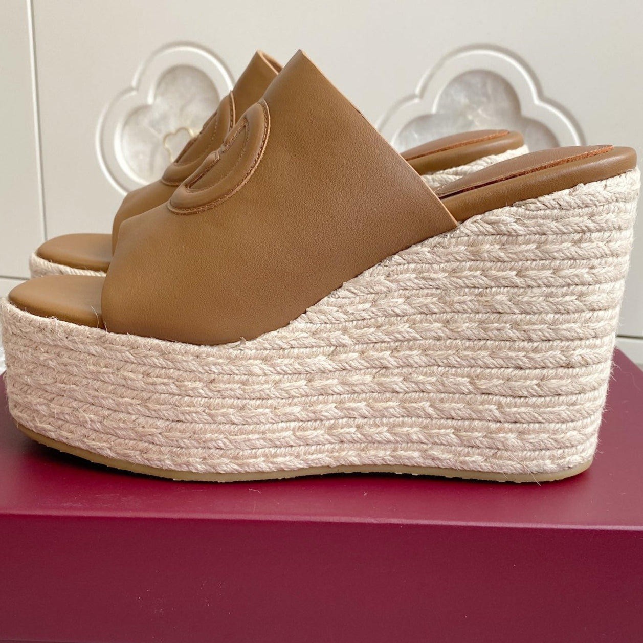 GC 25 Interlocking G Sandal Brown Cord Cowhide 291035