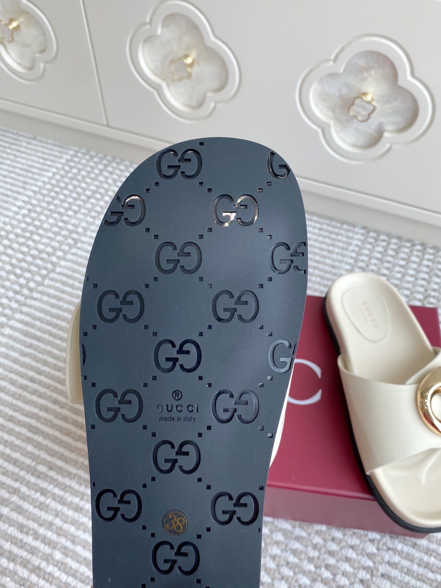 GC Marina Chain Slide Sandal White Cowhide 291038