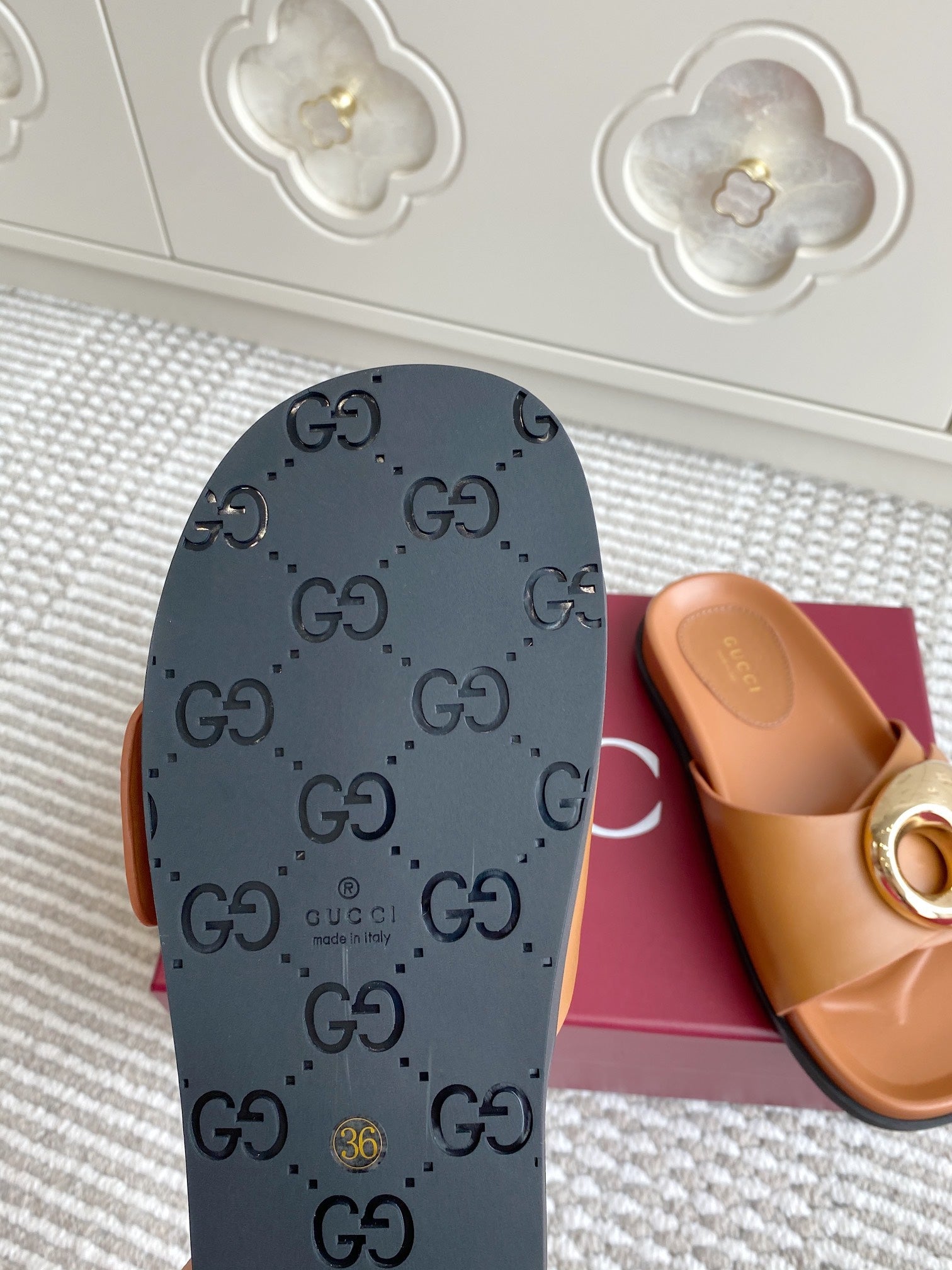 GC Marina Chain Slide Sandal Brown Cowhide 291039