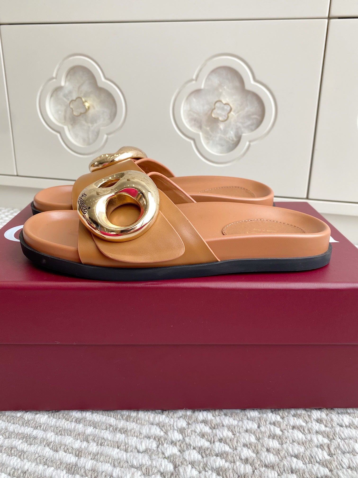 GC Marina Chain Slide Sandal Brown Cowhide 291039