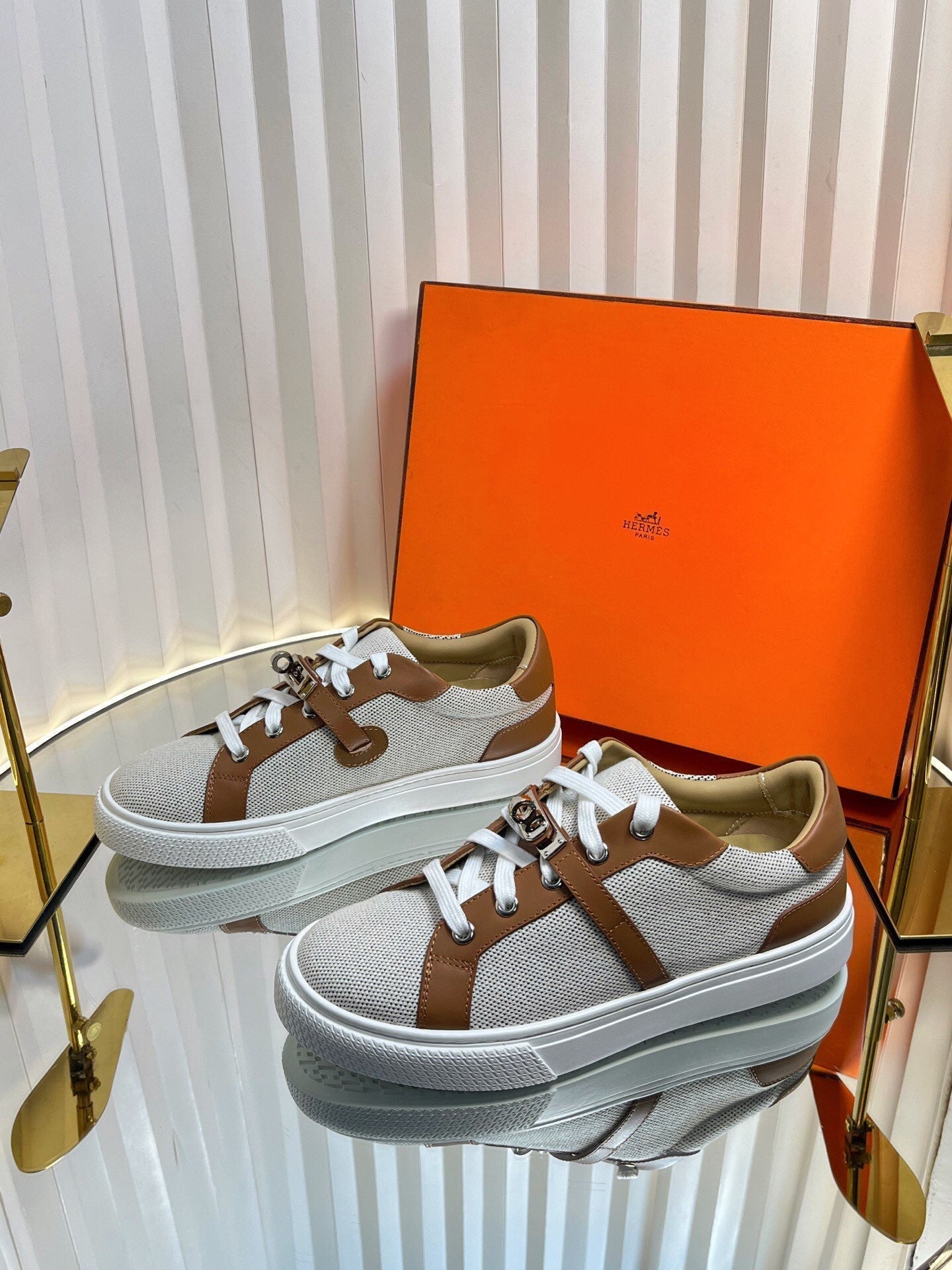 HM Kelly Sneaker Brown Cowhide Fabric 317054