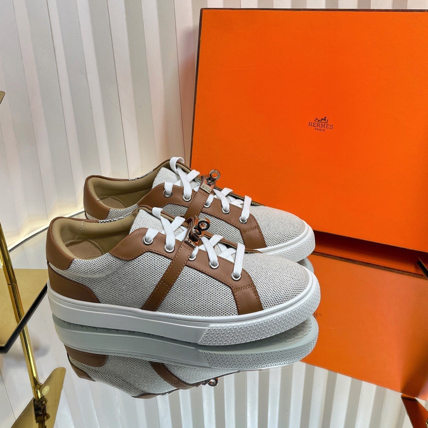 HM Kelly Sneaker Brown Cowhide Fabric 317054