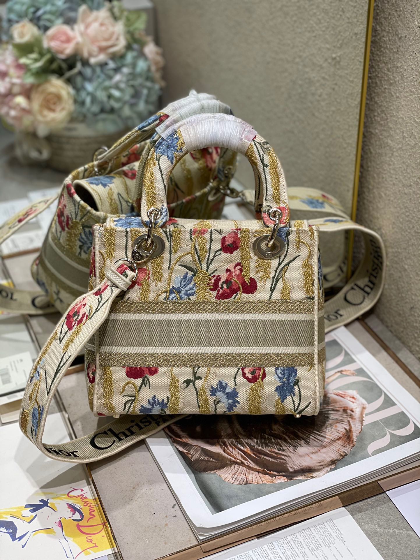 CD Hibiscus 24 Lady Dior Bag Canvas 336706