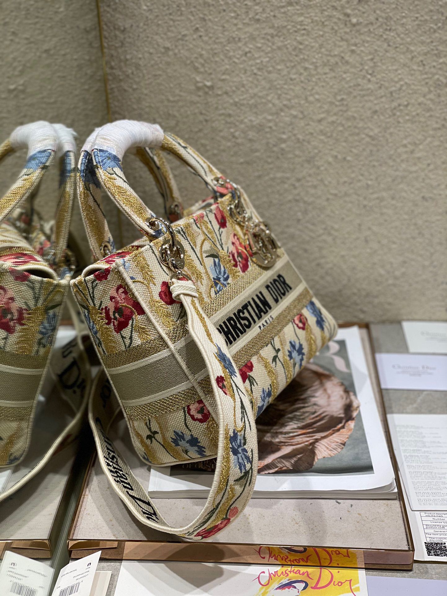 CD Hibiscus 24 Lady Dior Bag Canvas 336706