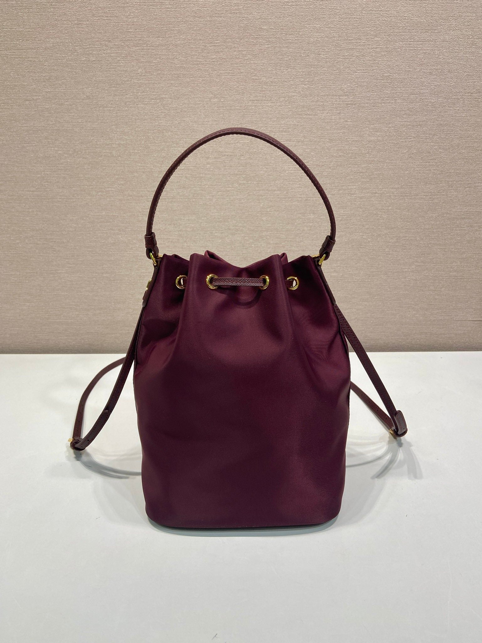 PRA bucket bag 23 burgundy nylon fabric 280826