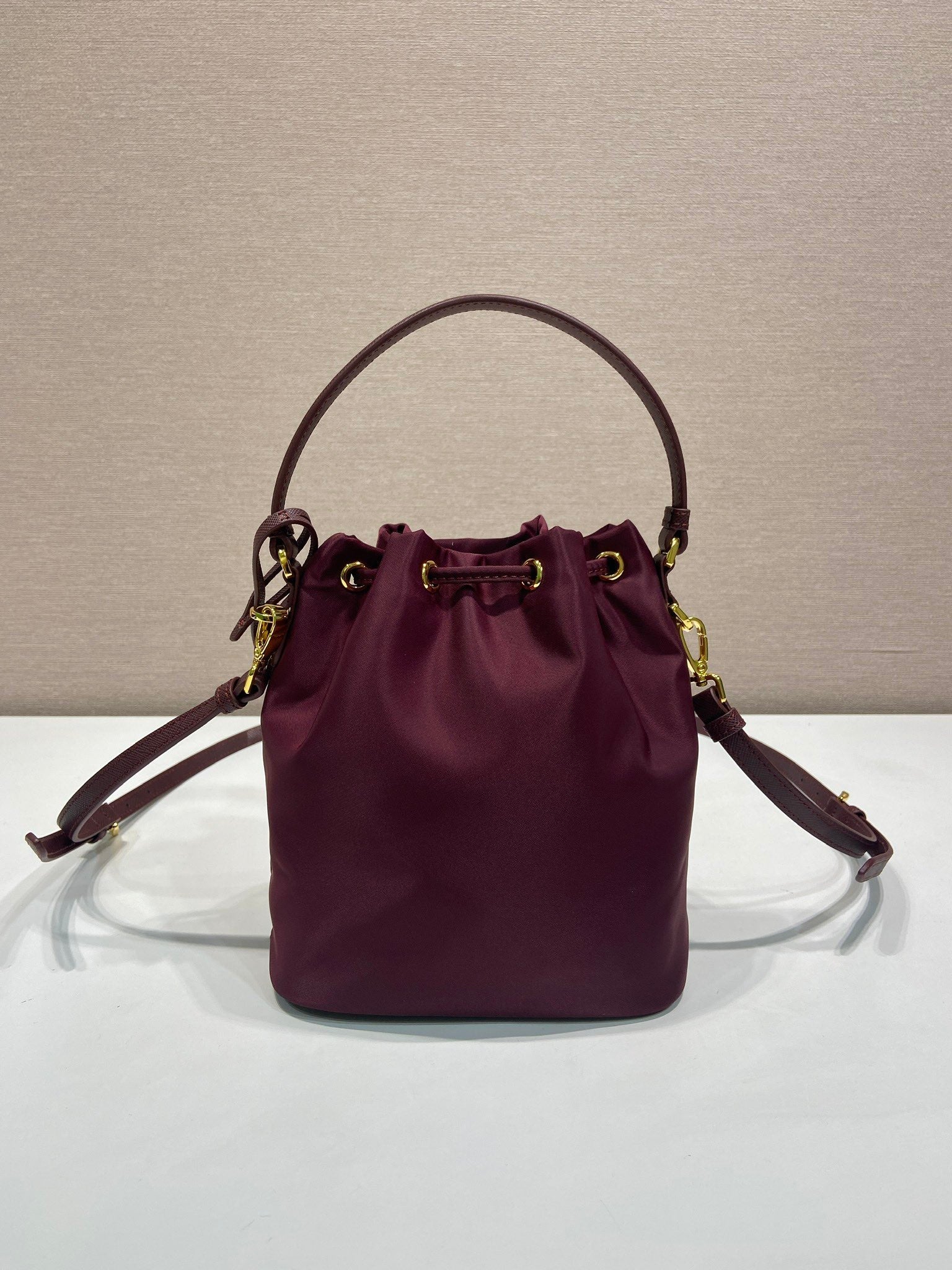 PRA bucket bag 19 burgundy nylon fabric  280831