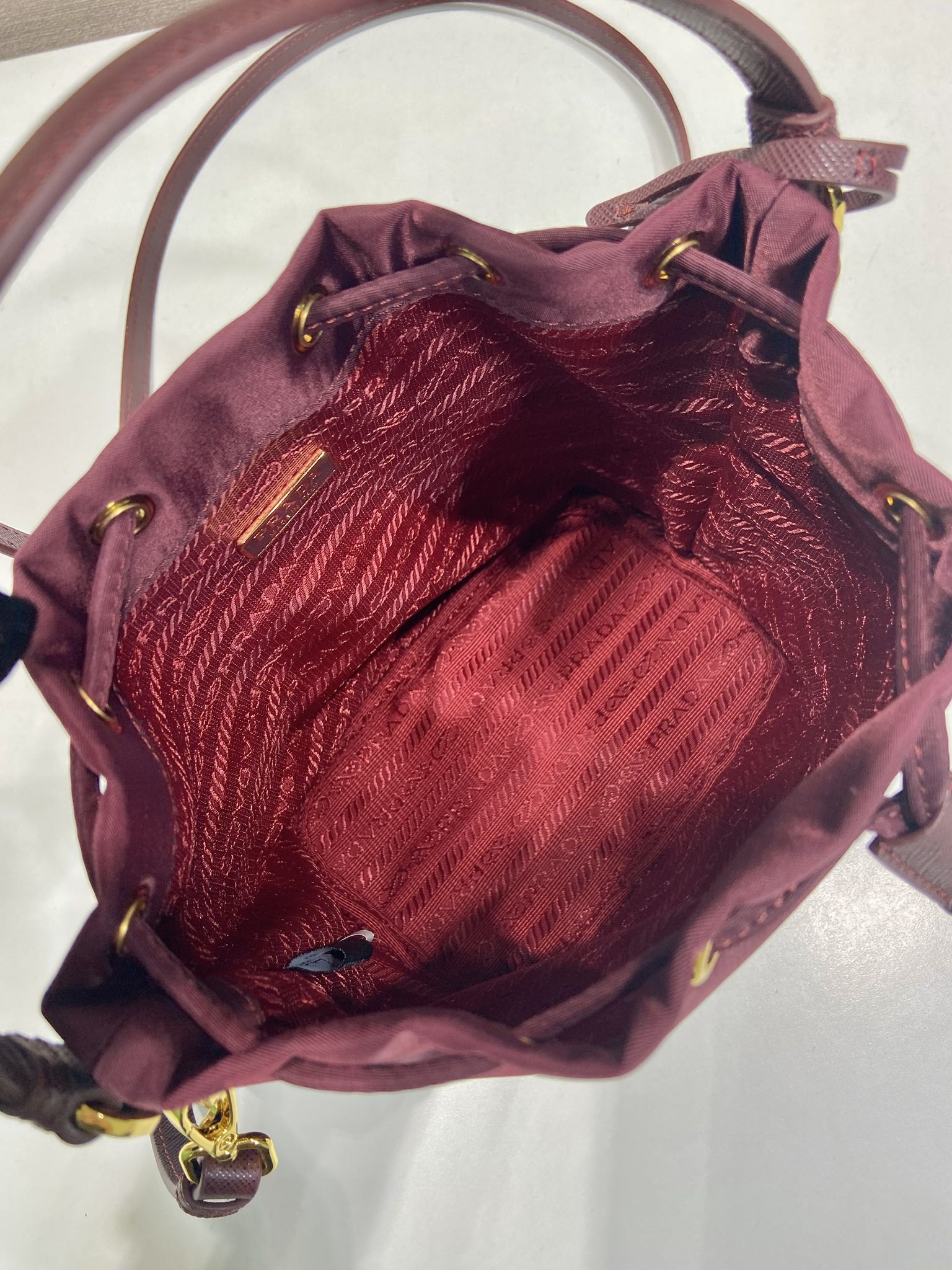 PRA bucket bag 19 burgundy nylon fabric  280831