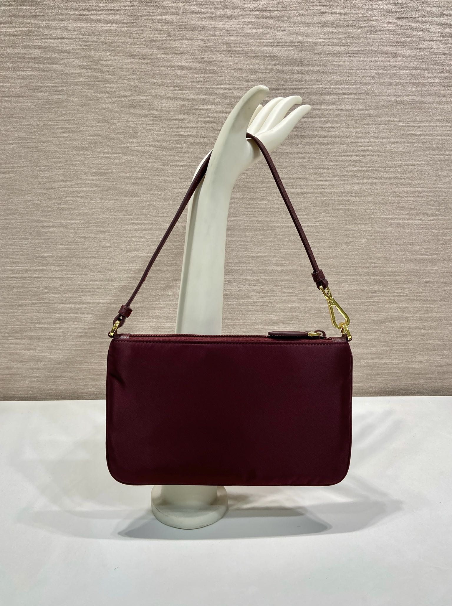 PRA vintage shoulder bag burgundy nylon fabric 280823